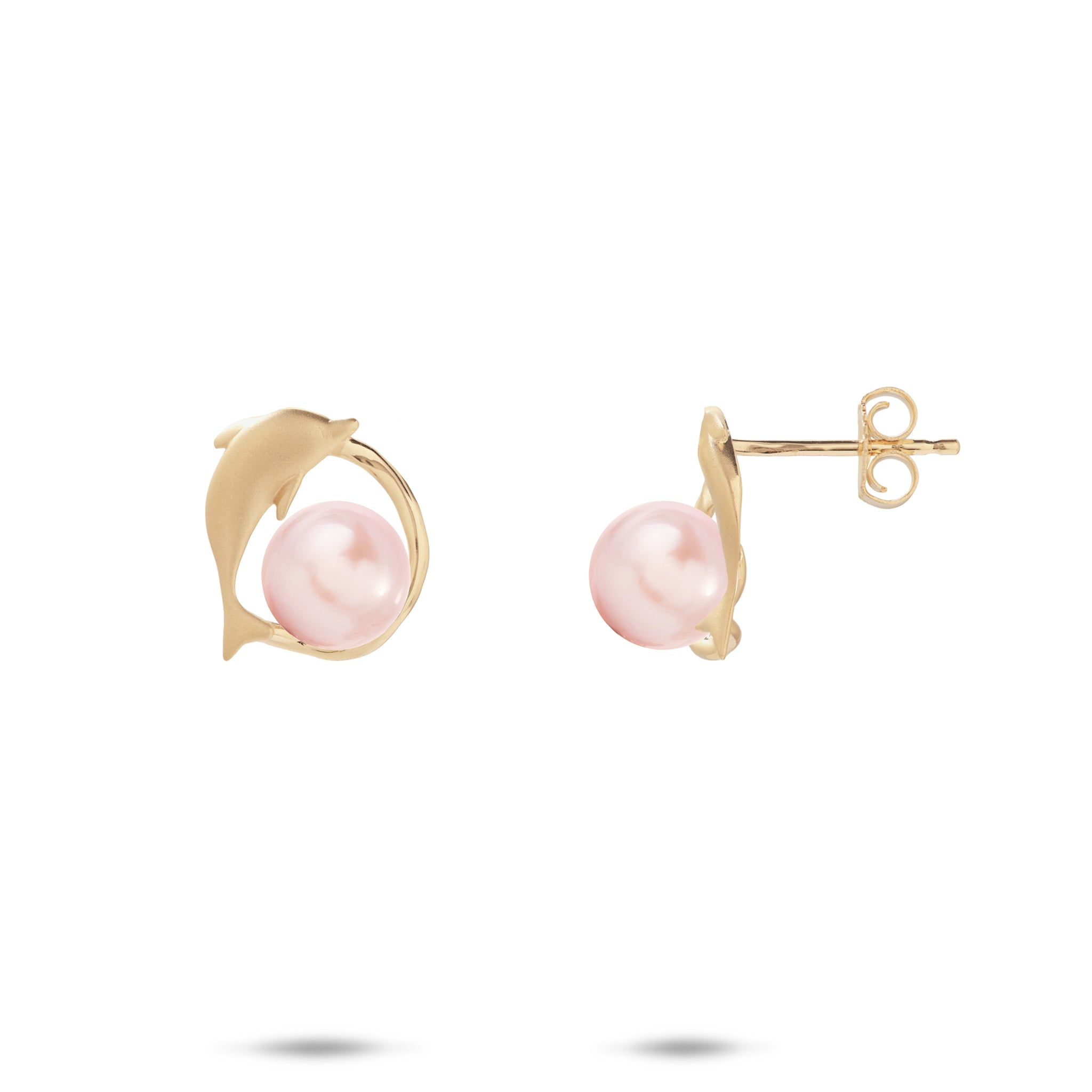Pick A Pearl Bubble Dolphin Earrings in Gold - 12mm