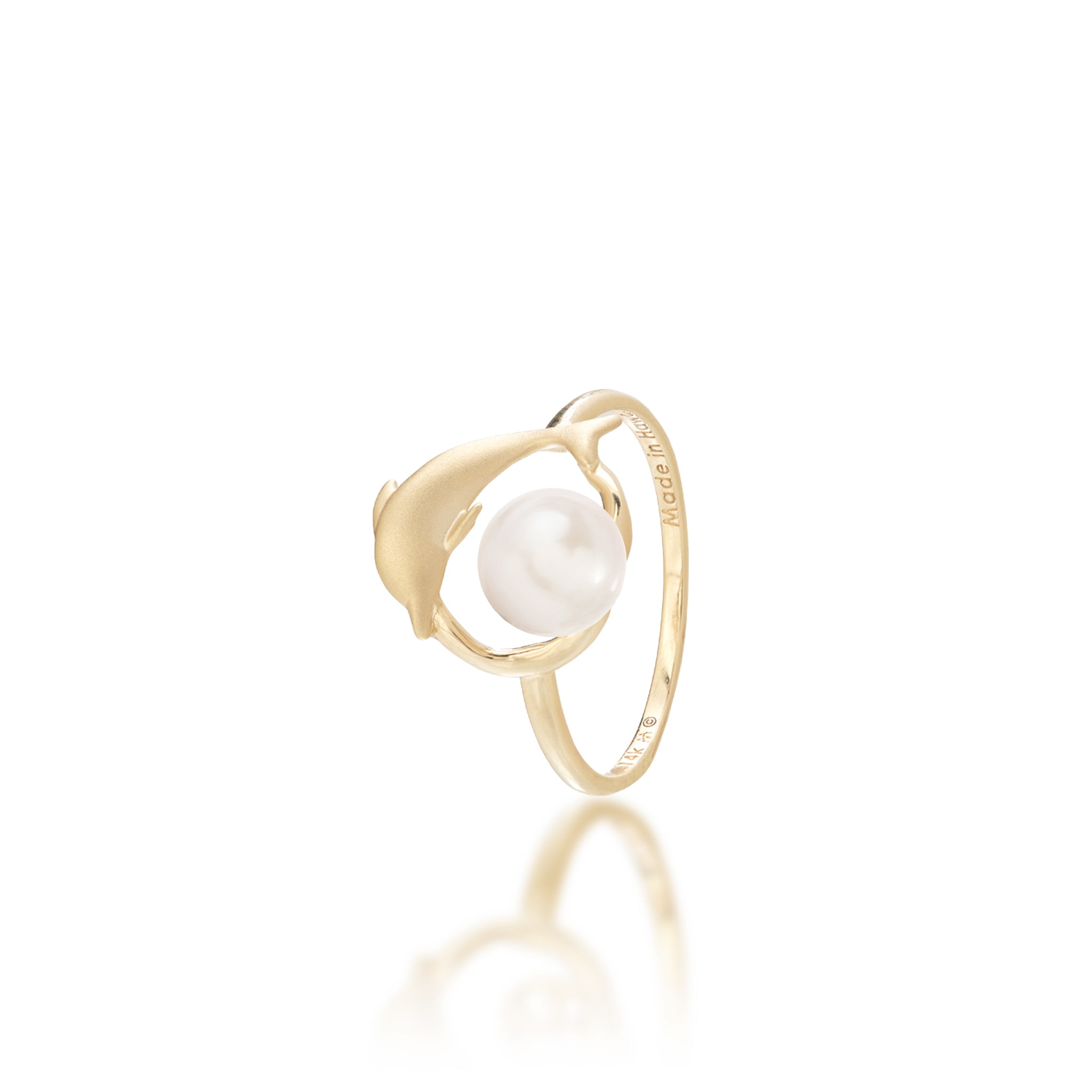 Pick A Pearl Bubble Dolphin Ring in Gold - 13mm