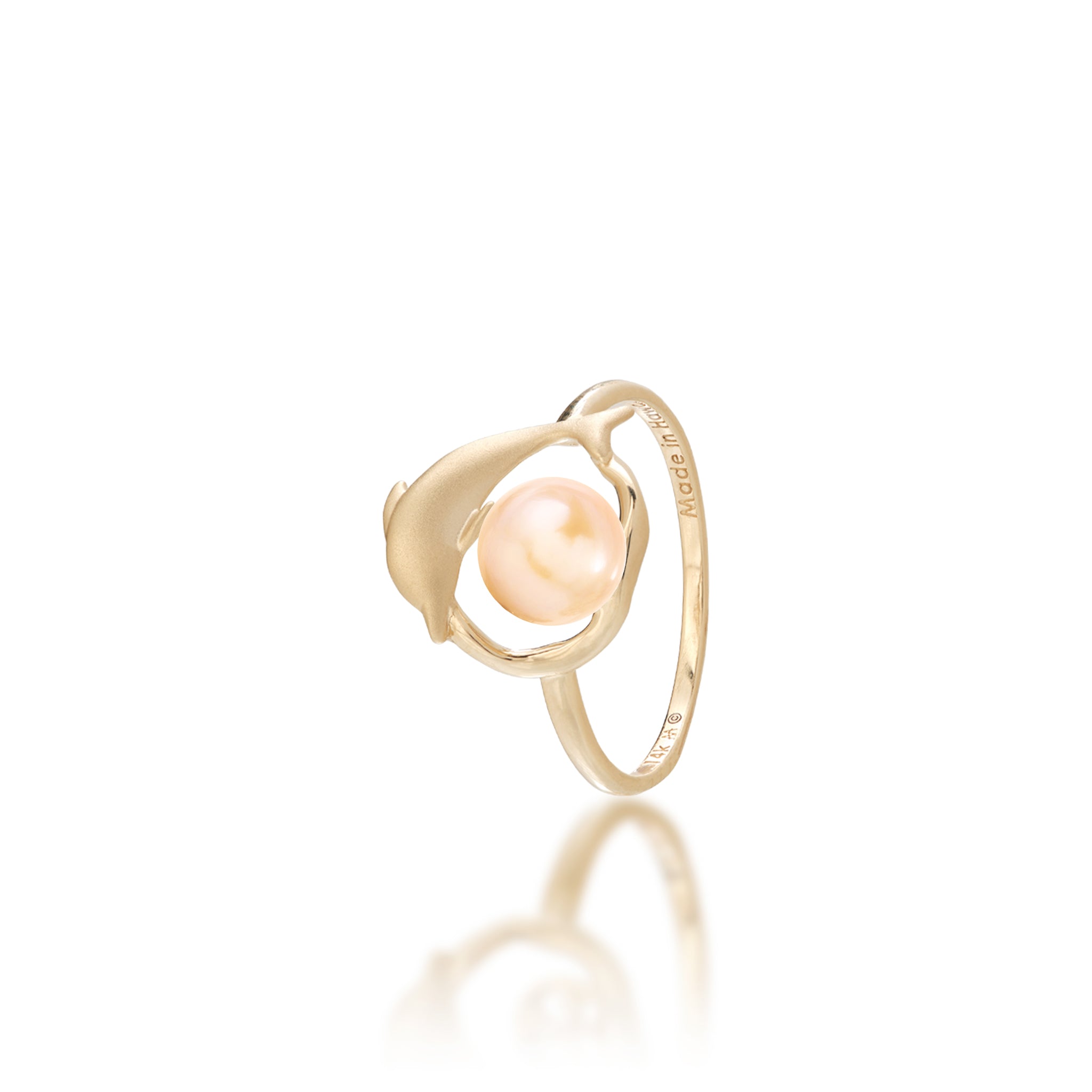 Pick A Pearl Bubble Dolphin Ring in Gold - 13mm