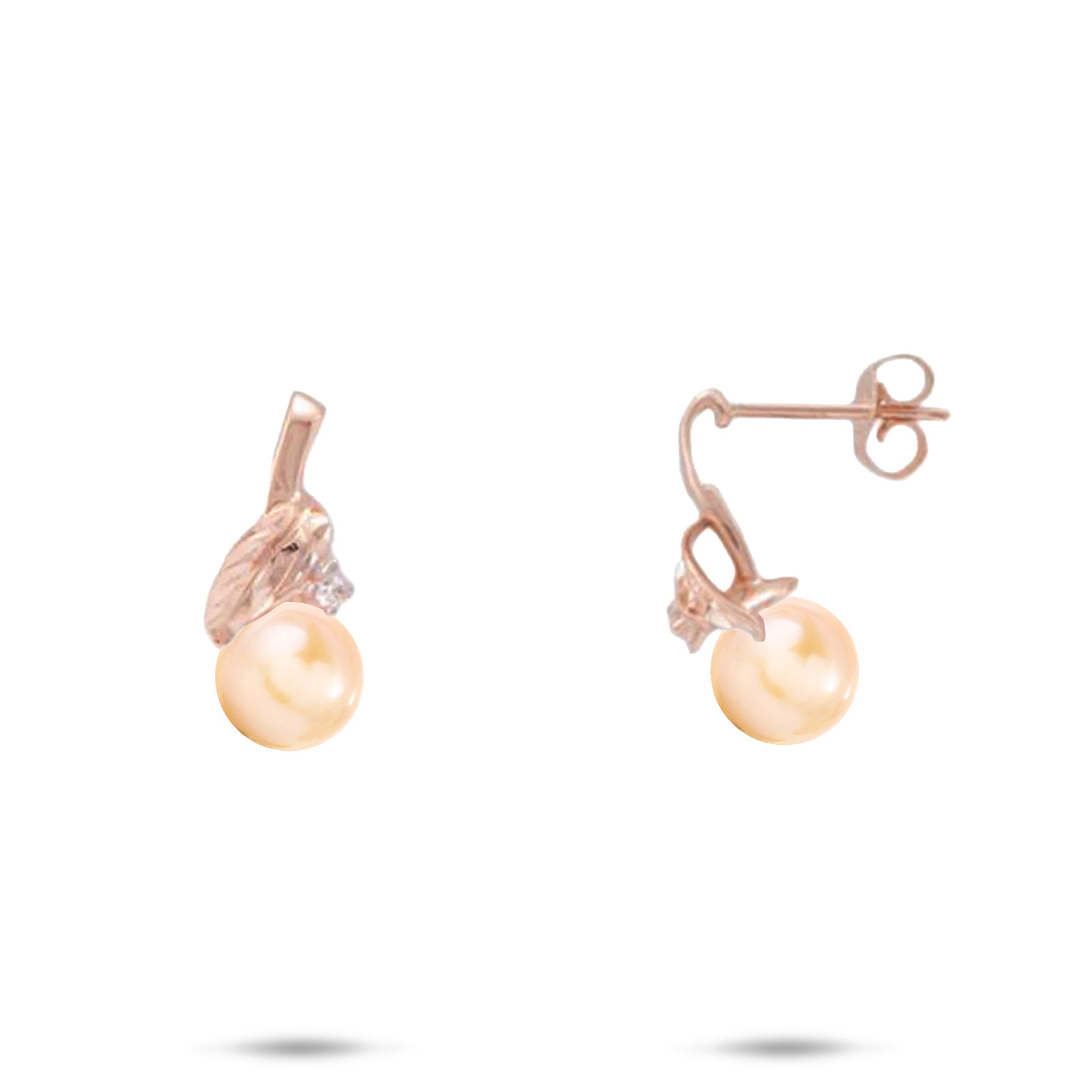 Pick A Pearl Maile Earrings in Rose Gold with Diamonds