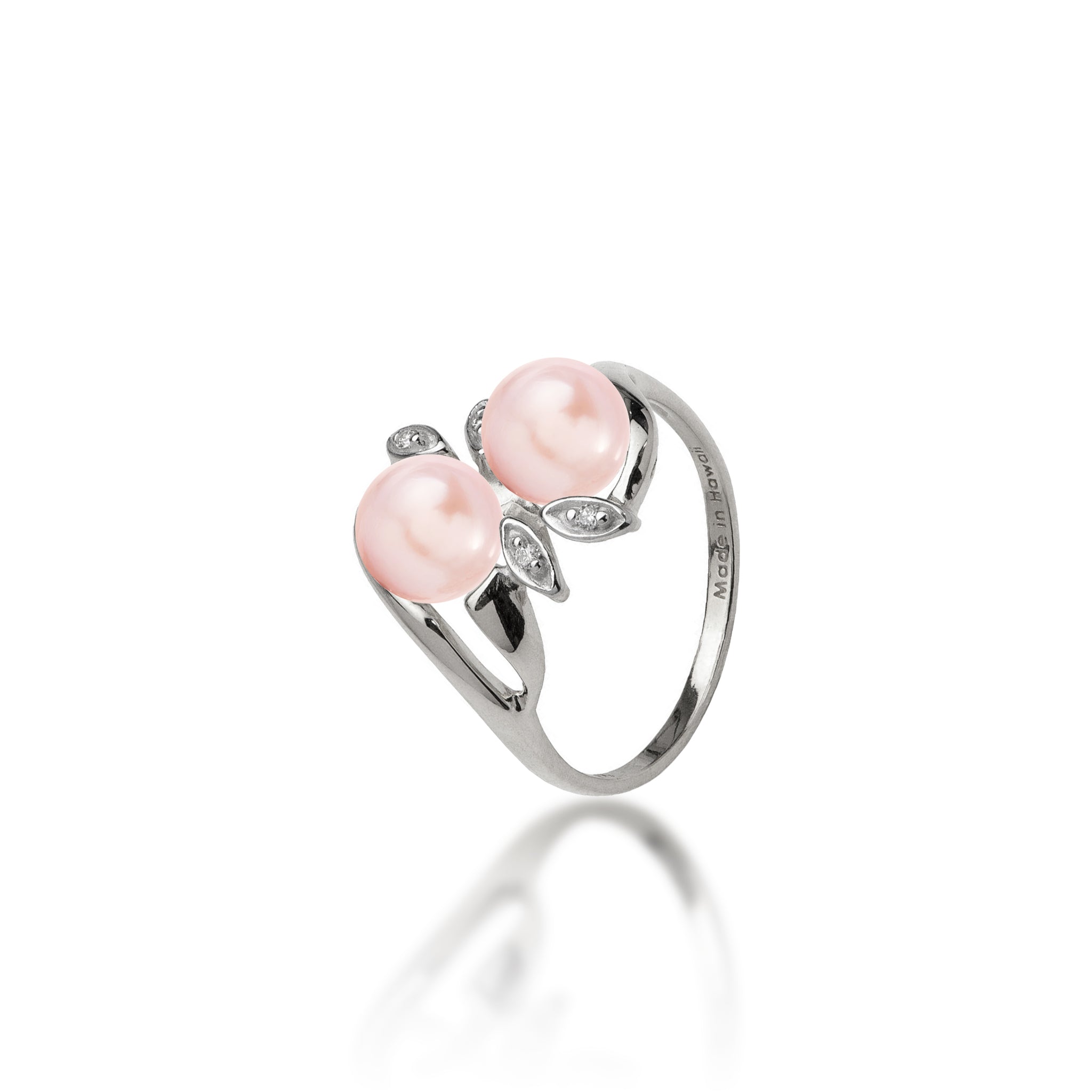 Pick A Pearl Maile Ring in White Gold with Diamonds