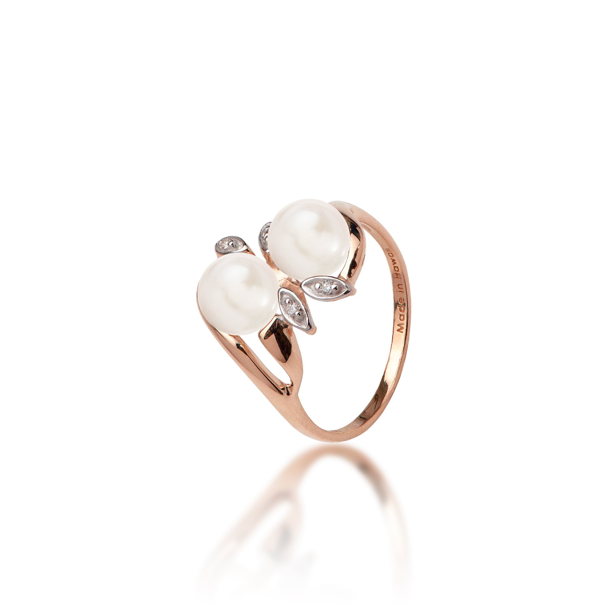 Pick A Pearl Maile Ring in Rose Gold with Diamonds