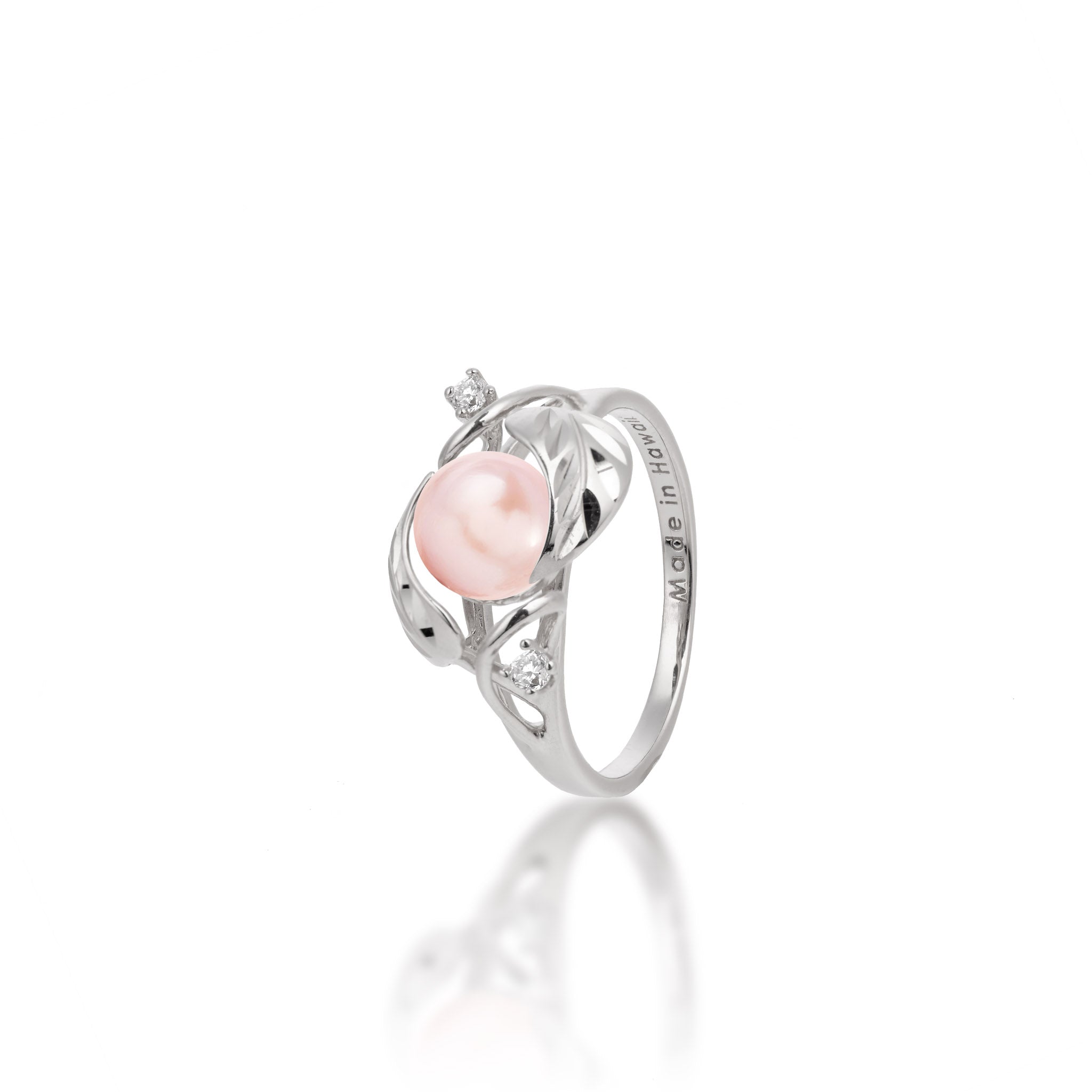 Pick A Pearl Maile Ring in White Gold with Diamonds