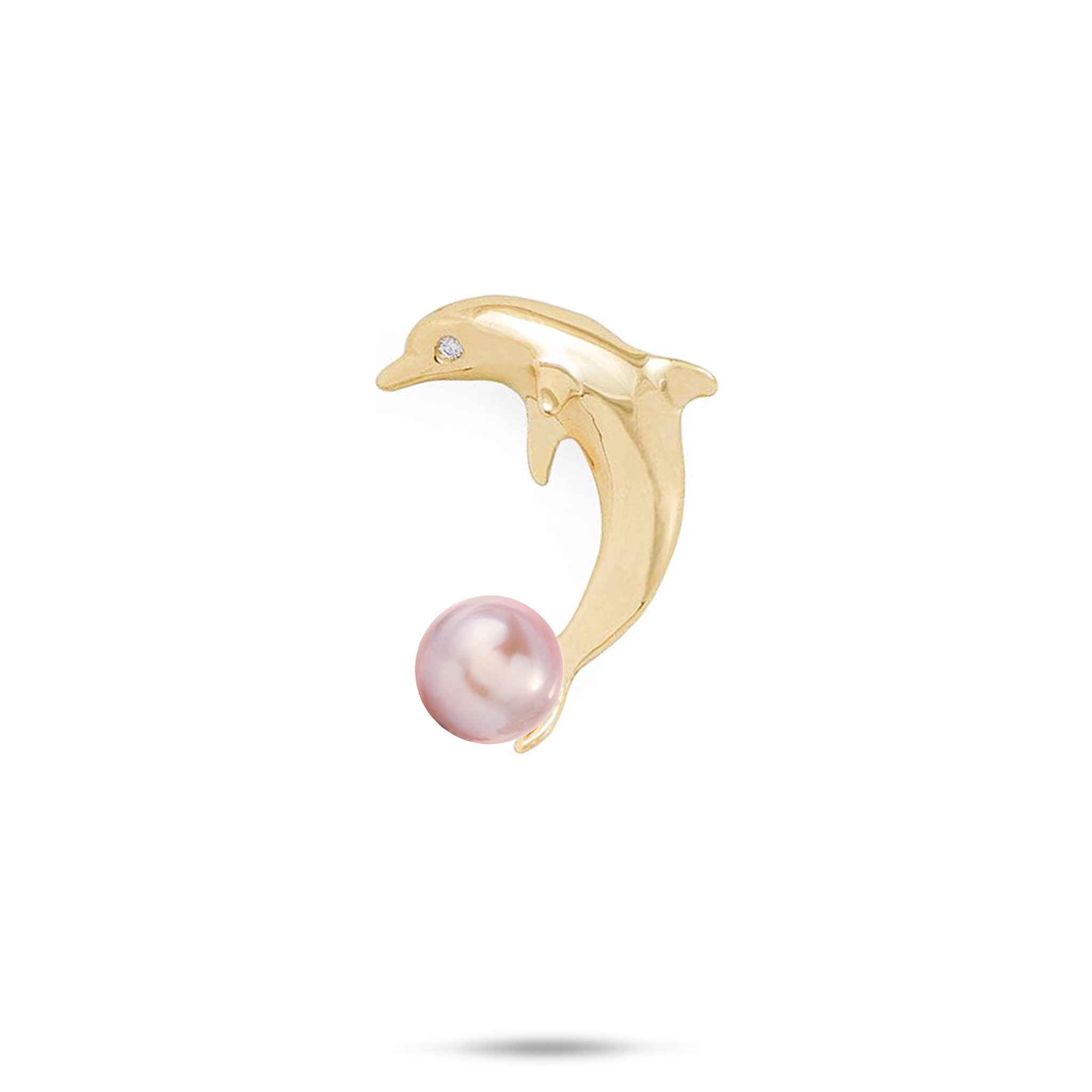 Pick A Pearl Dolphin Pendant in Gold with Diamond - 22mm