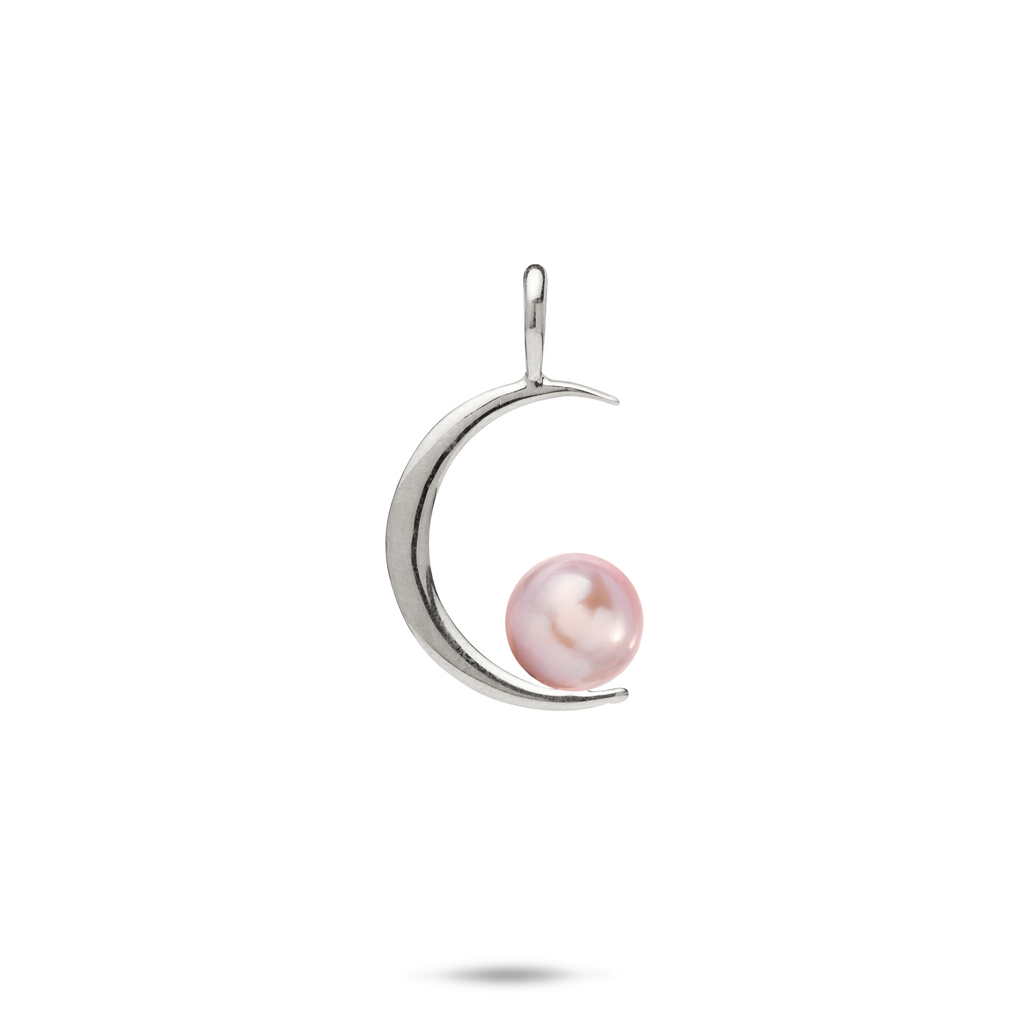 Pick A Pearl Crescent Moon Pendant in White Gold
