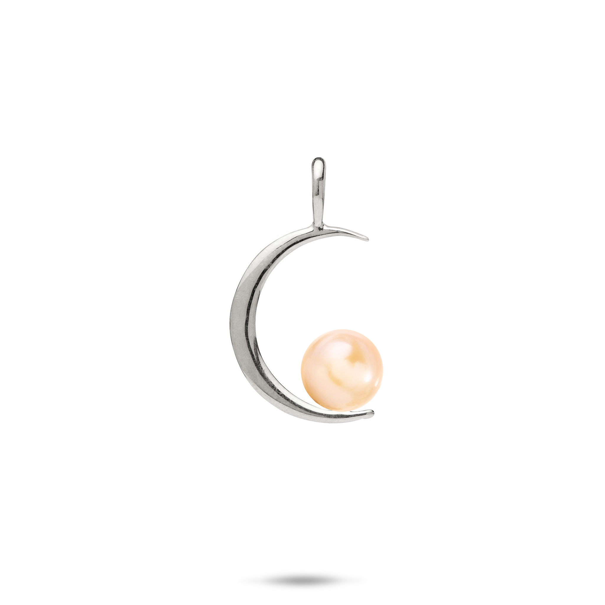 Pick A Pearl Crescent Moon Pendant in White Gold