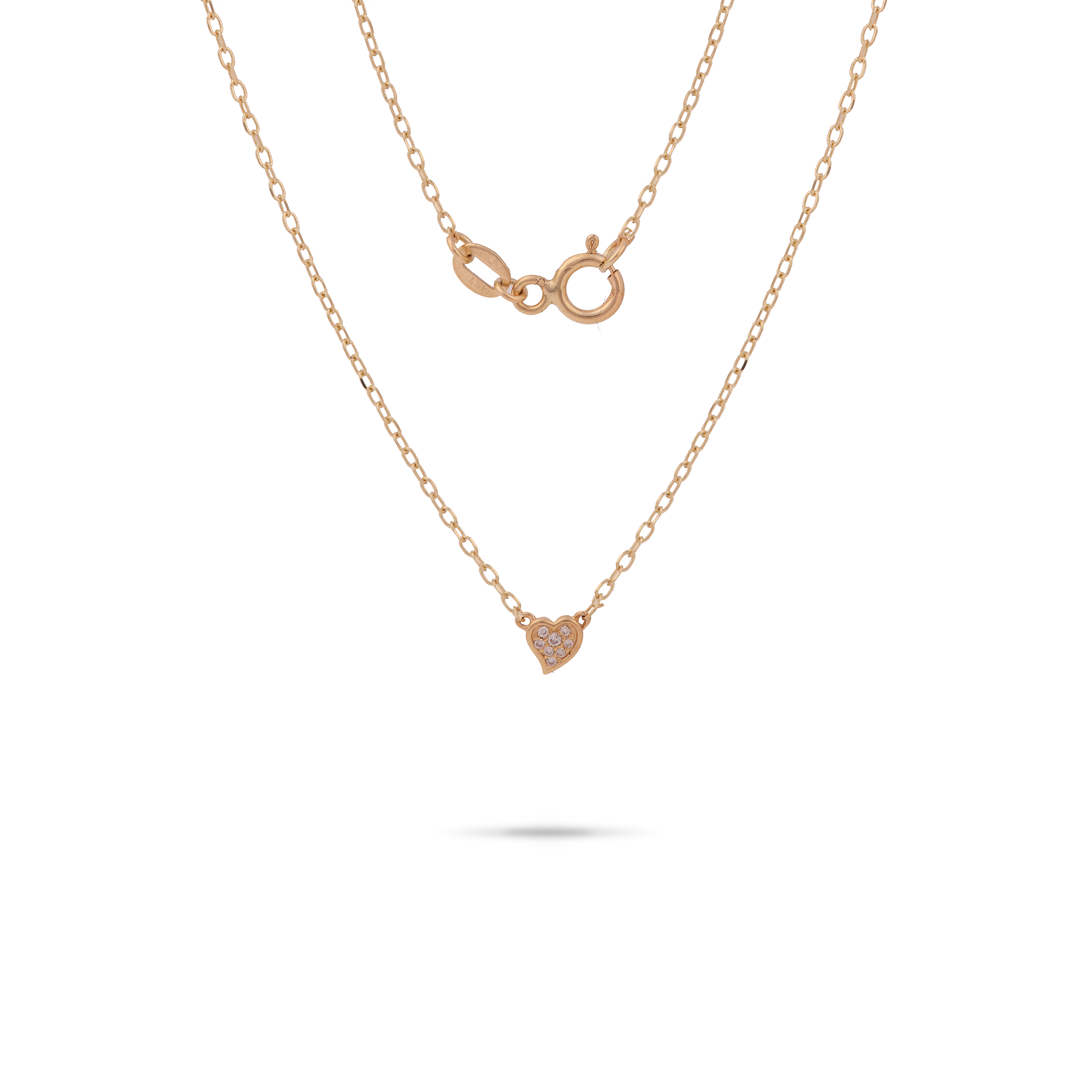 18" Diamond Pave Heart Necklace in Gold