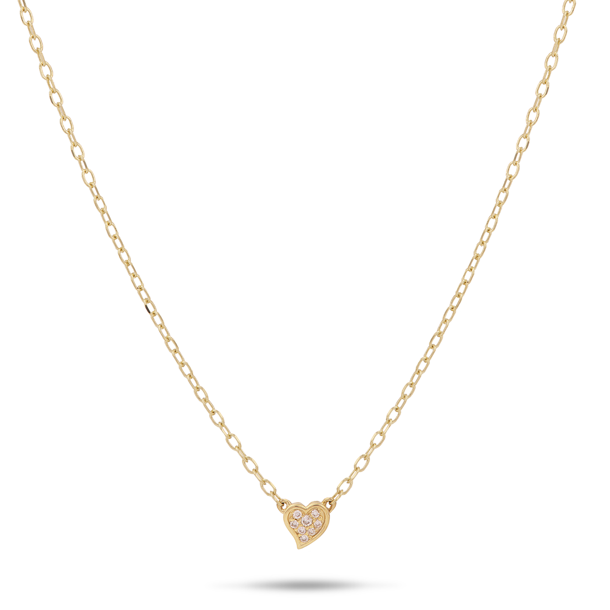 18" Diamond Pave Heart Necklace in Gold