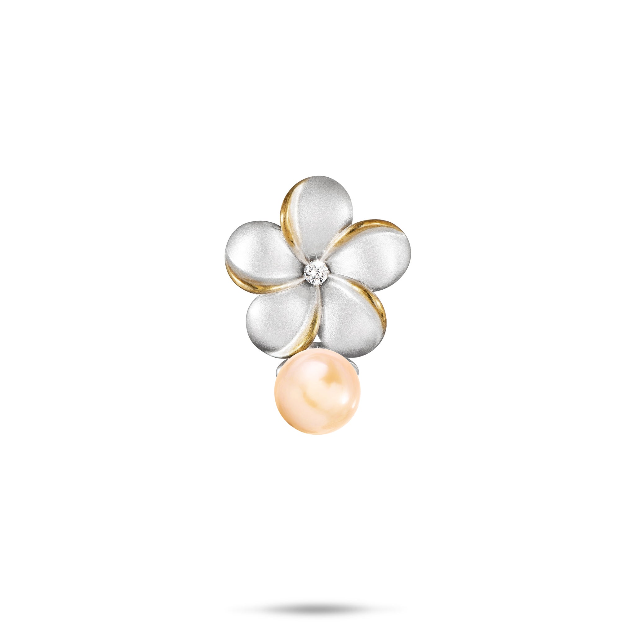 Pick A Pearl Plumeria Pendant in Sterling Silver - 15mm