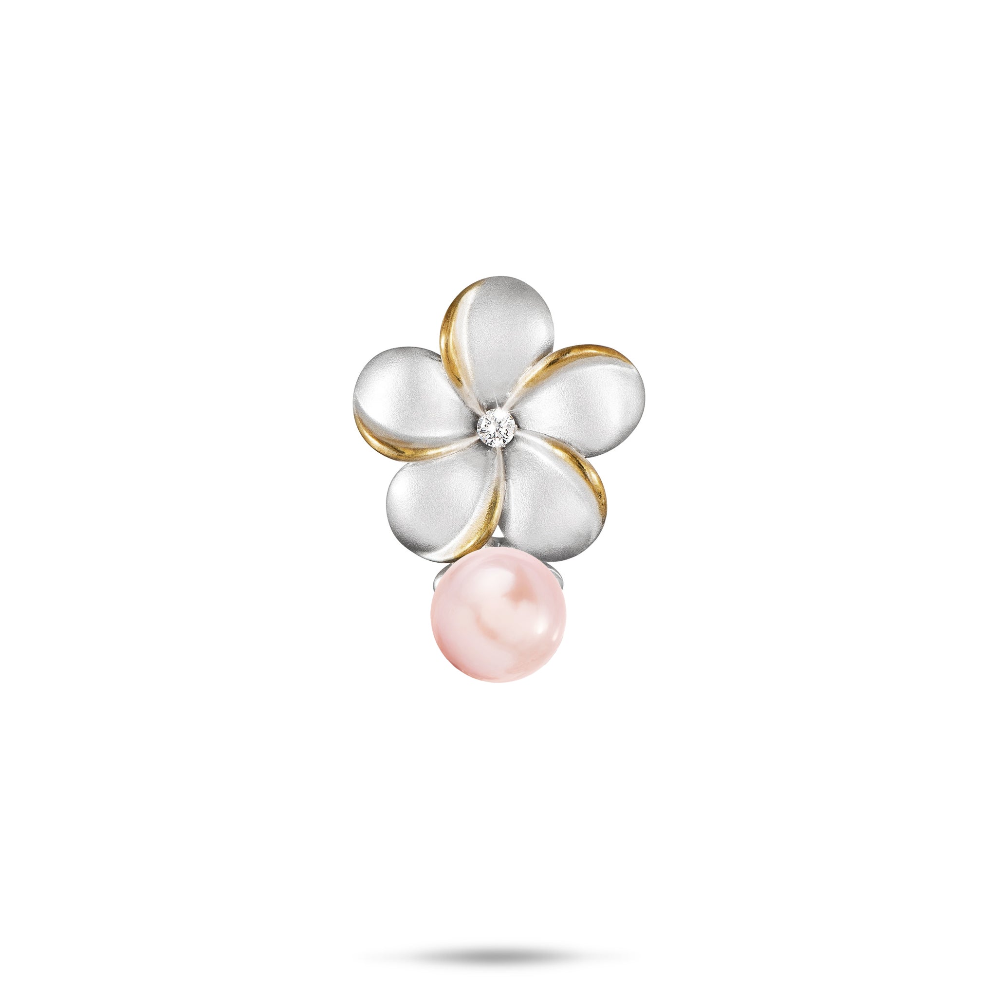 Pick A Pearl Plumeria Pendant in Sterling Silver - 15mm