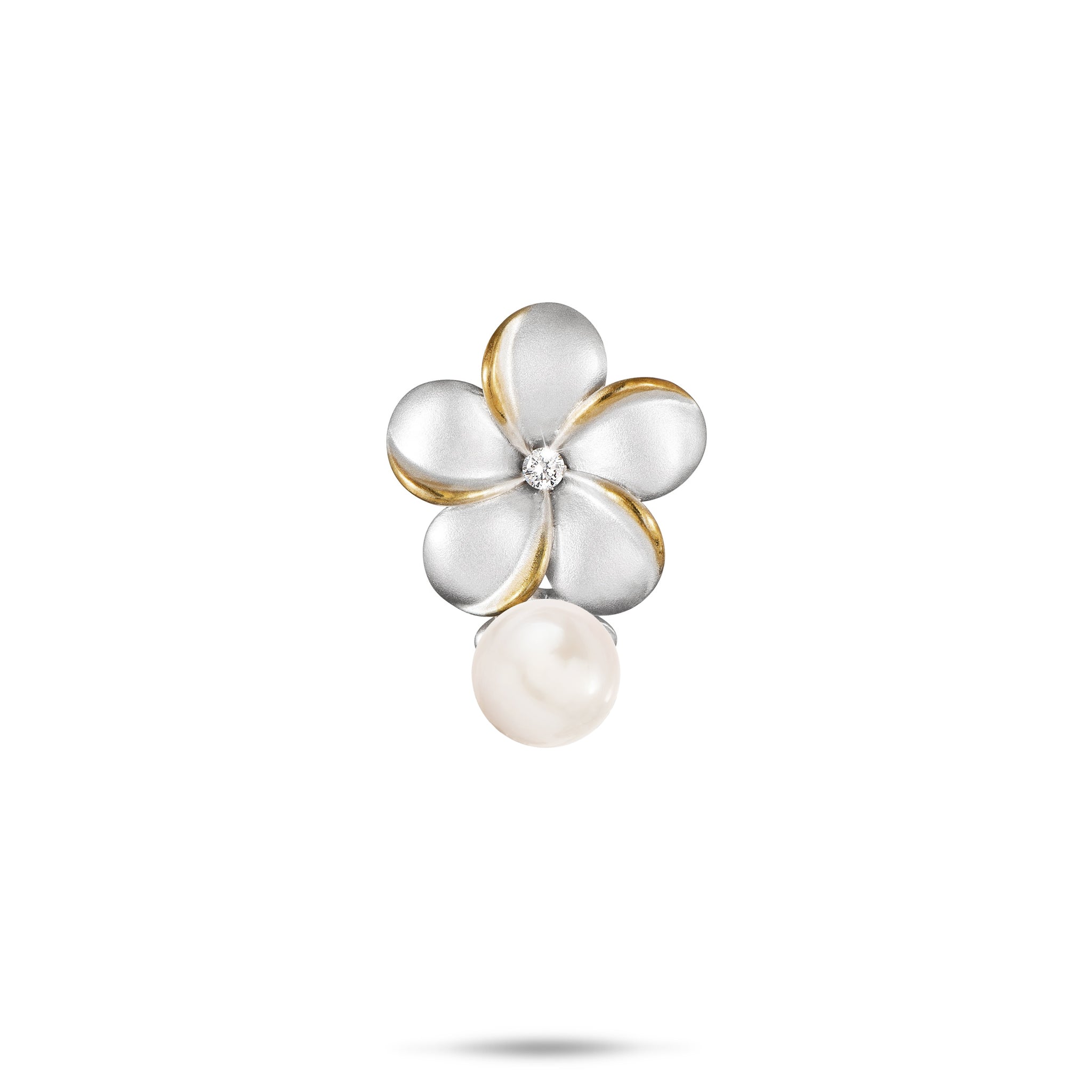 Pick A Pearl Plumeria Pendant in Sterling Silver - 15mm