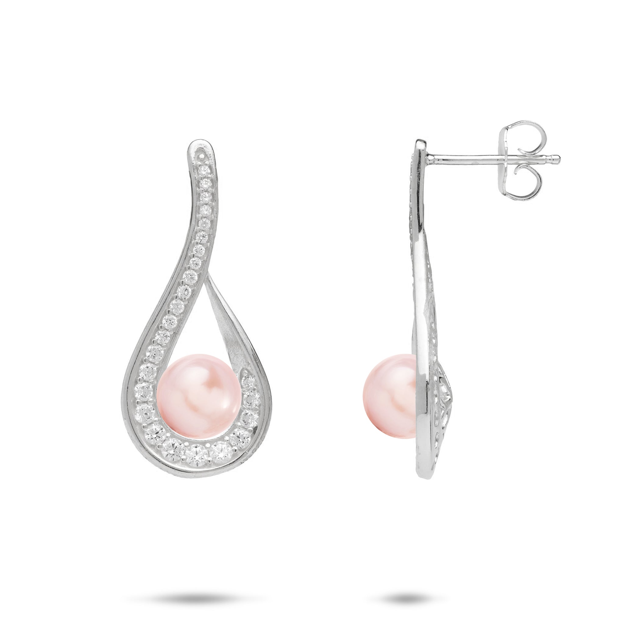 Pick A Pearl Earrings in Sterling Silver with Cubic Zirconia
