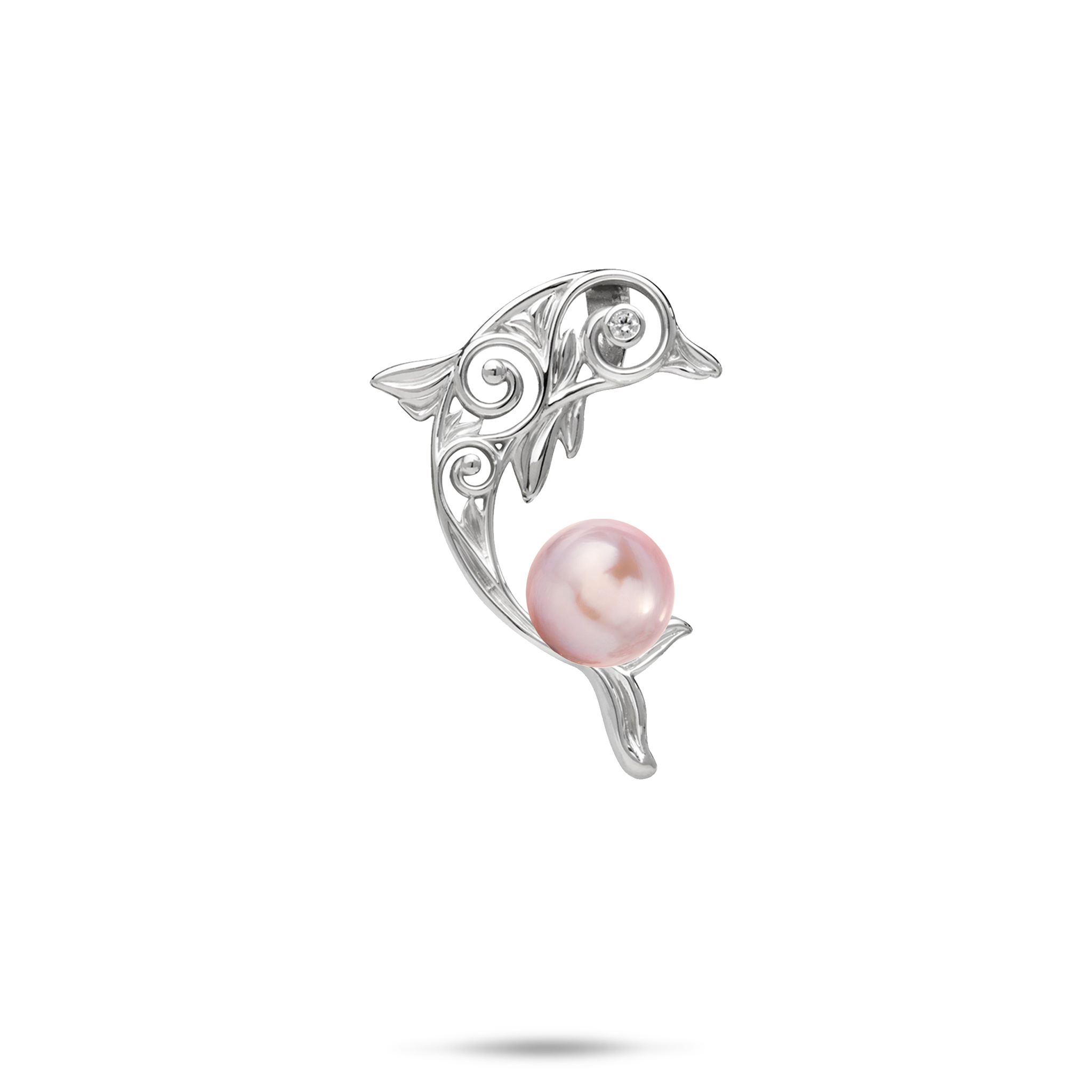 Pick A Pearl Living Heirloom Dolphin Pendant in Sterling Silver with CZ - 24mm
