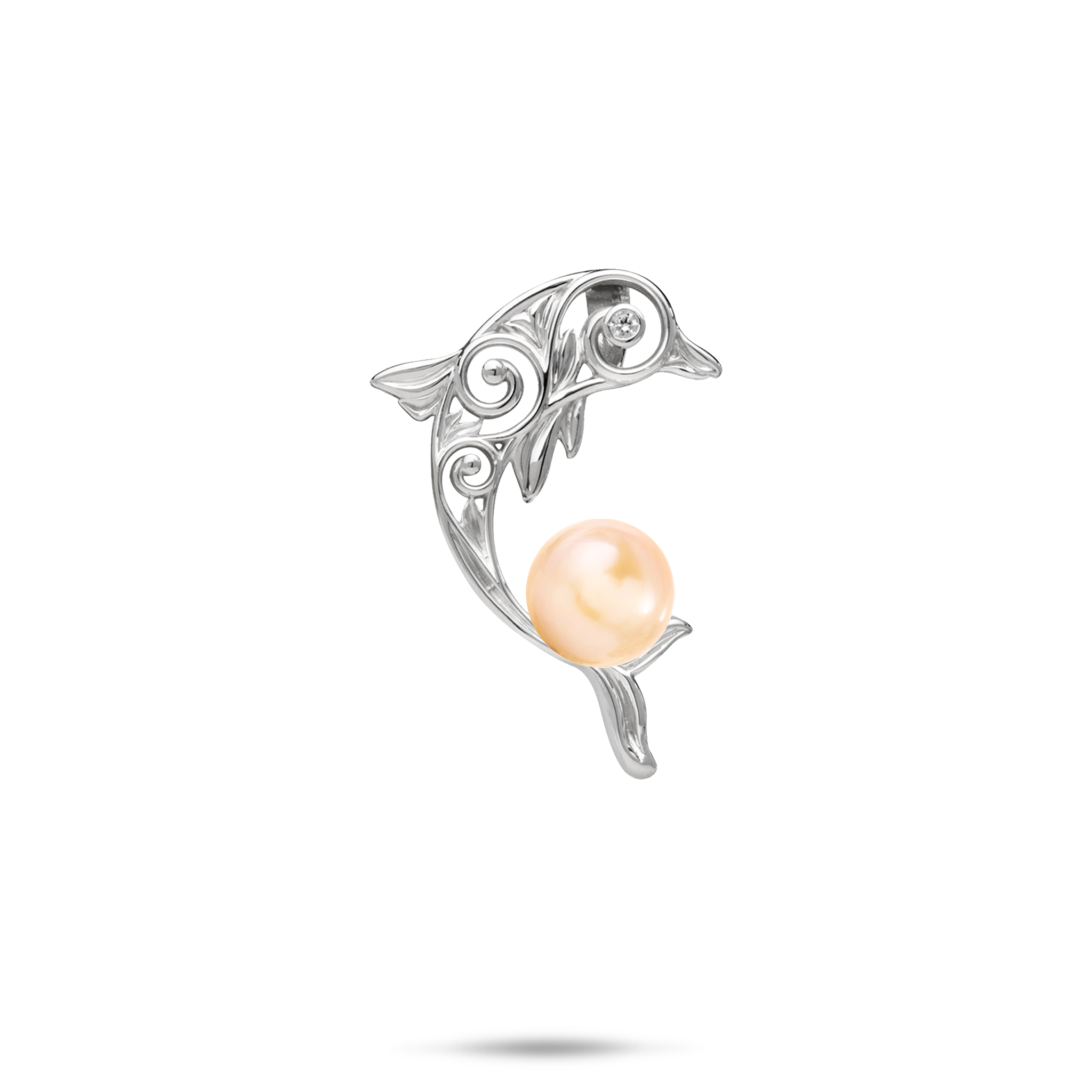 Pick A Pearl Living Heirloom Dolphin Pendant in Sterling Silver with CZ - 24mm