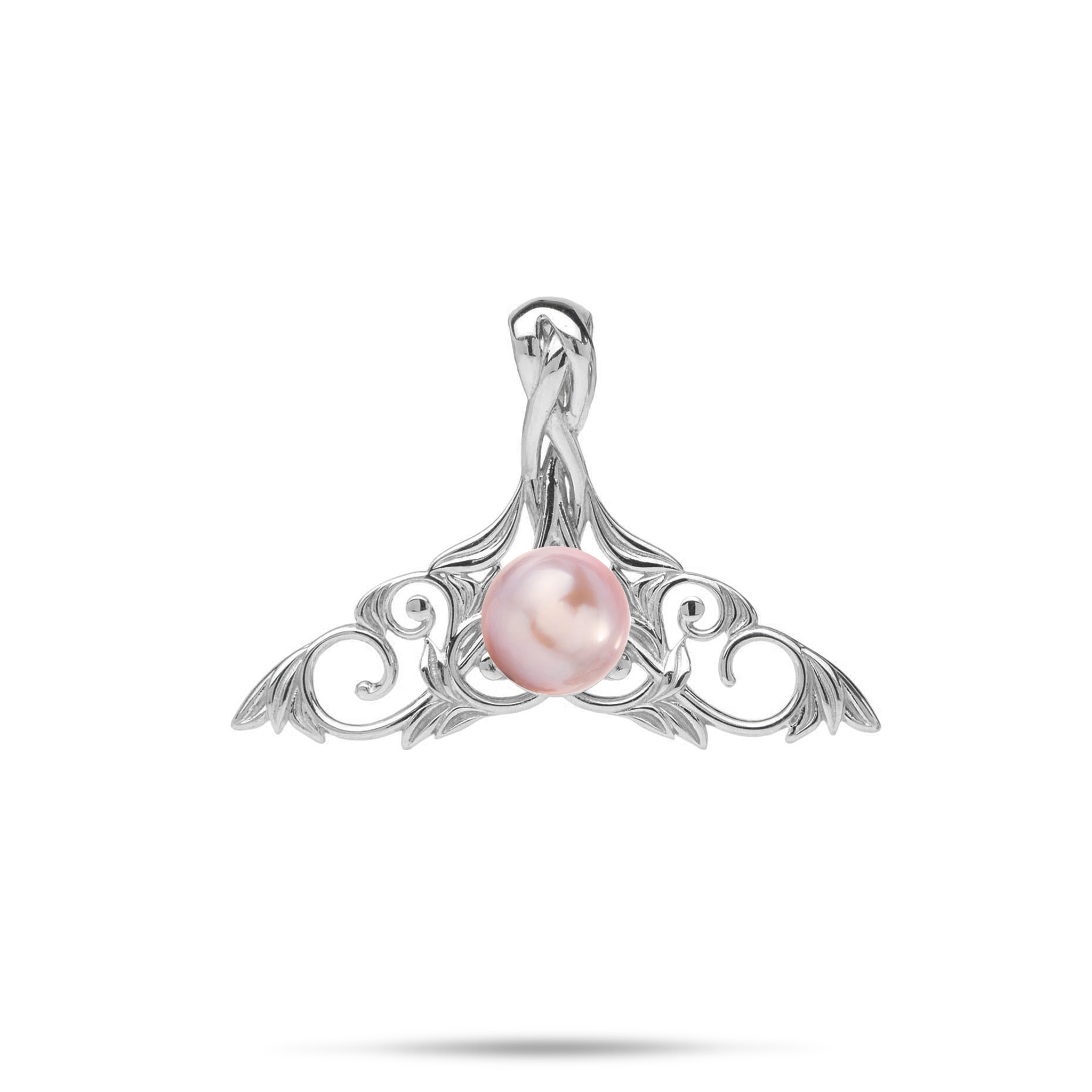 Pick A Pearl Whale's Tail Pendant in Sterling Silver - 21 mm
