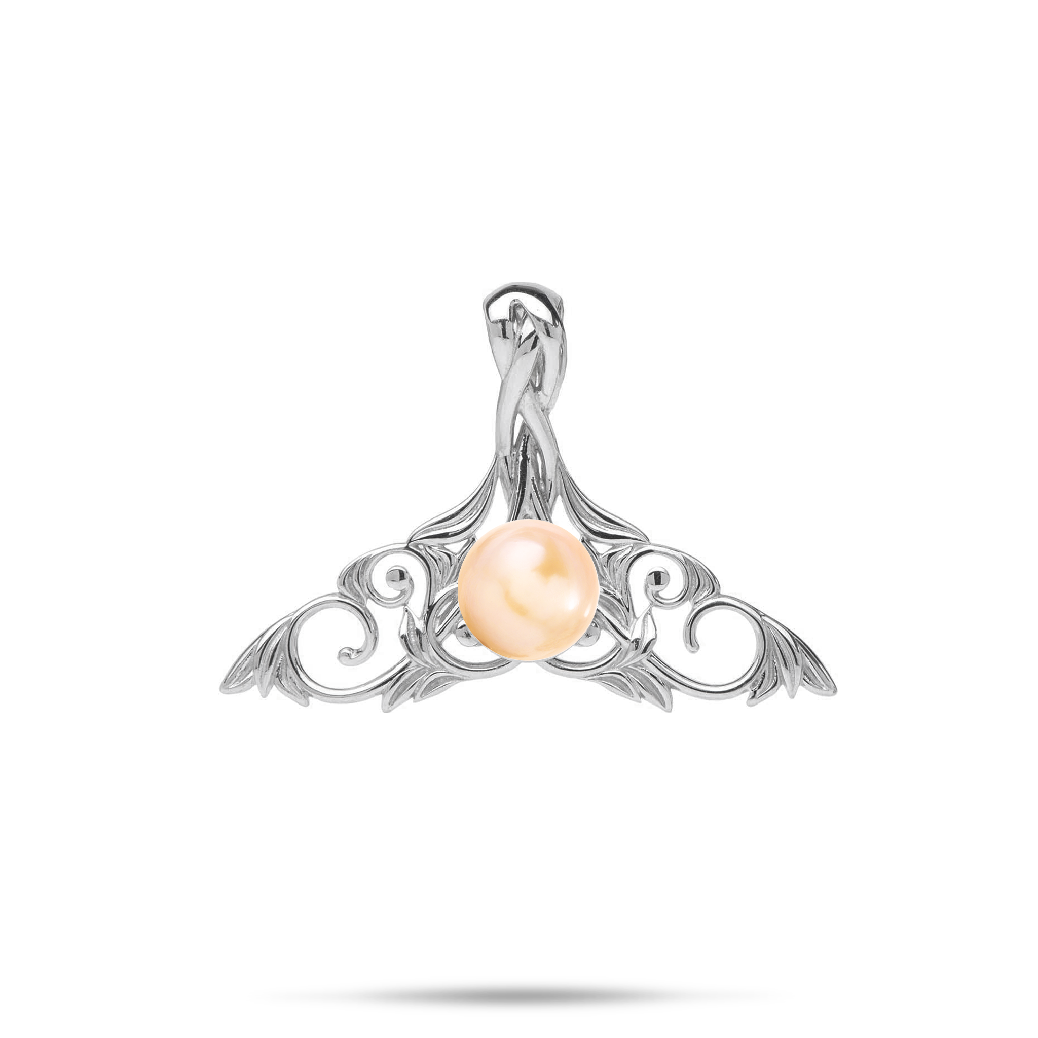 Pick A Pearl Whale's Tail Pendant in Sterling Silver - 21 mm