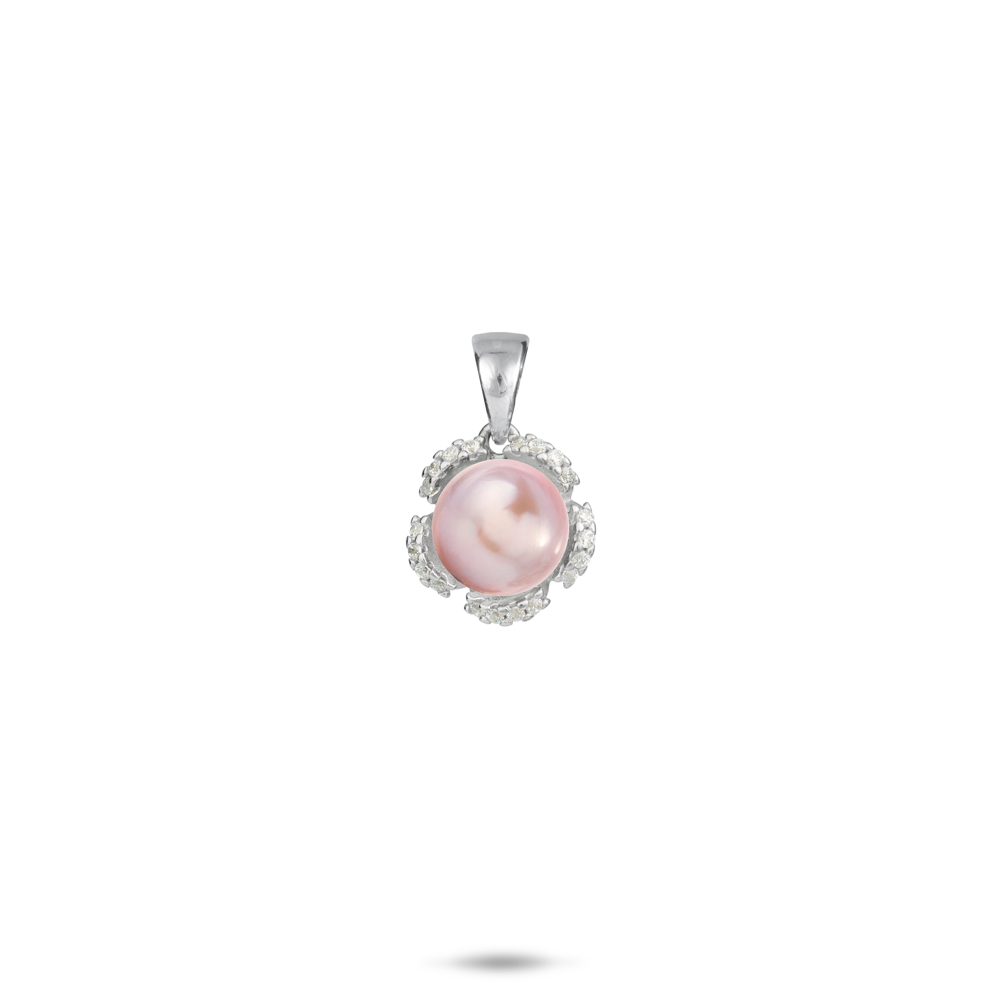 Pick A Pearl Plumeria Pendant in Sterling Silver with Cubic Zirconia