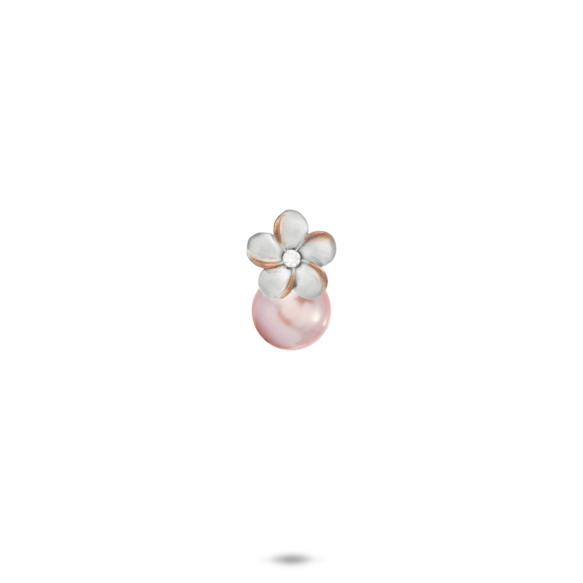 Pick A Pearl Plumeria Pendant in Sterling Silver with Cubic Zirconia