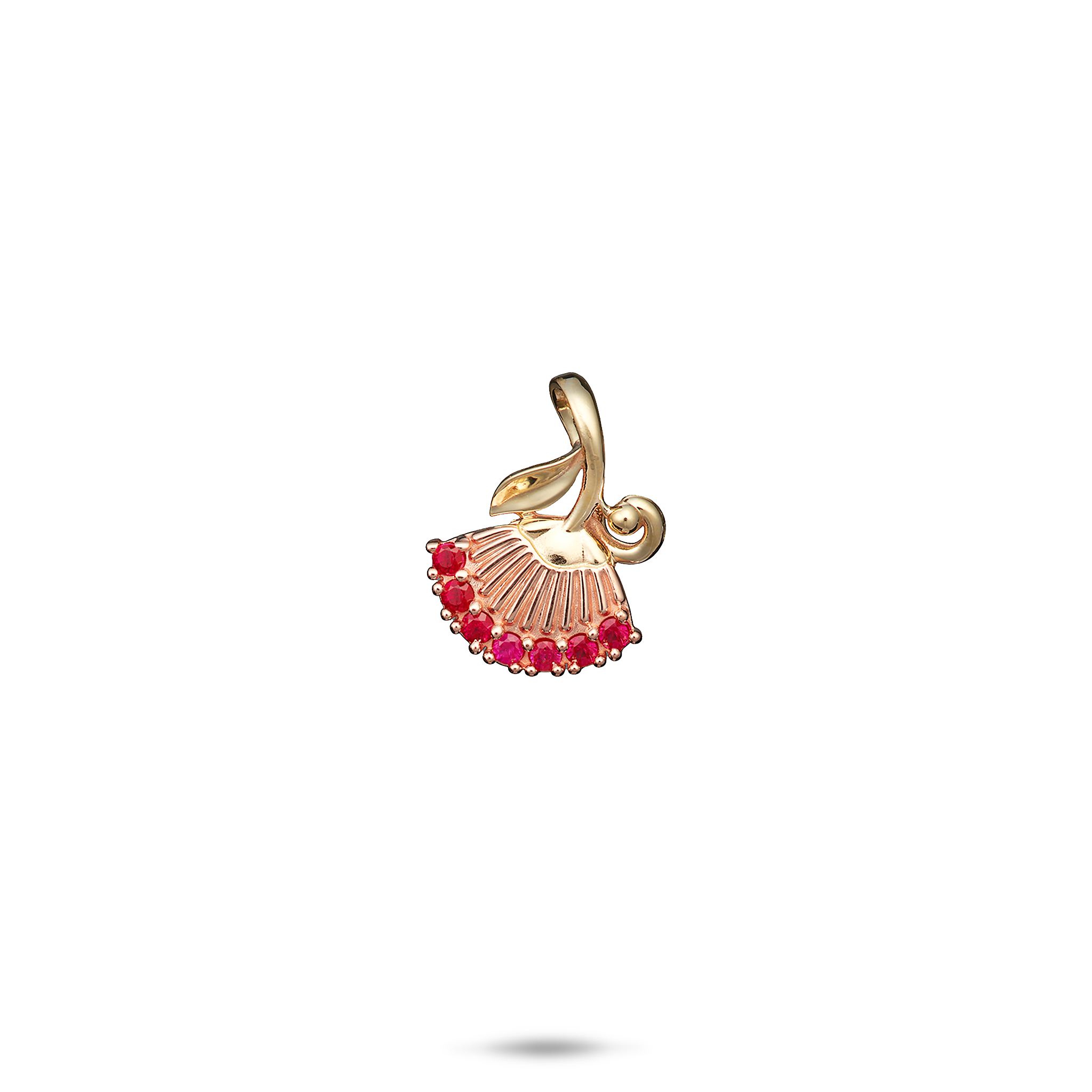 ʻŌhiʻa Lehua Ruby Pendant in Two Tone Gold - 15mm