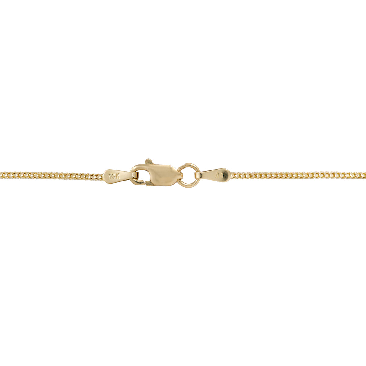 Detail shot of a 1.2mm Signapore Foxtail Chain with a Lobster Claw Clasp, shown on a white background