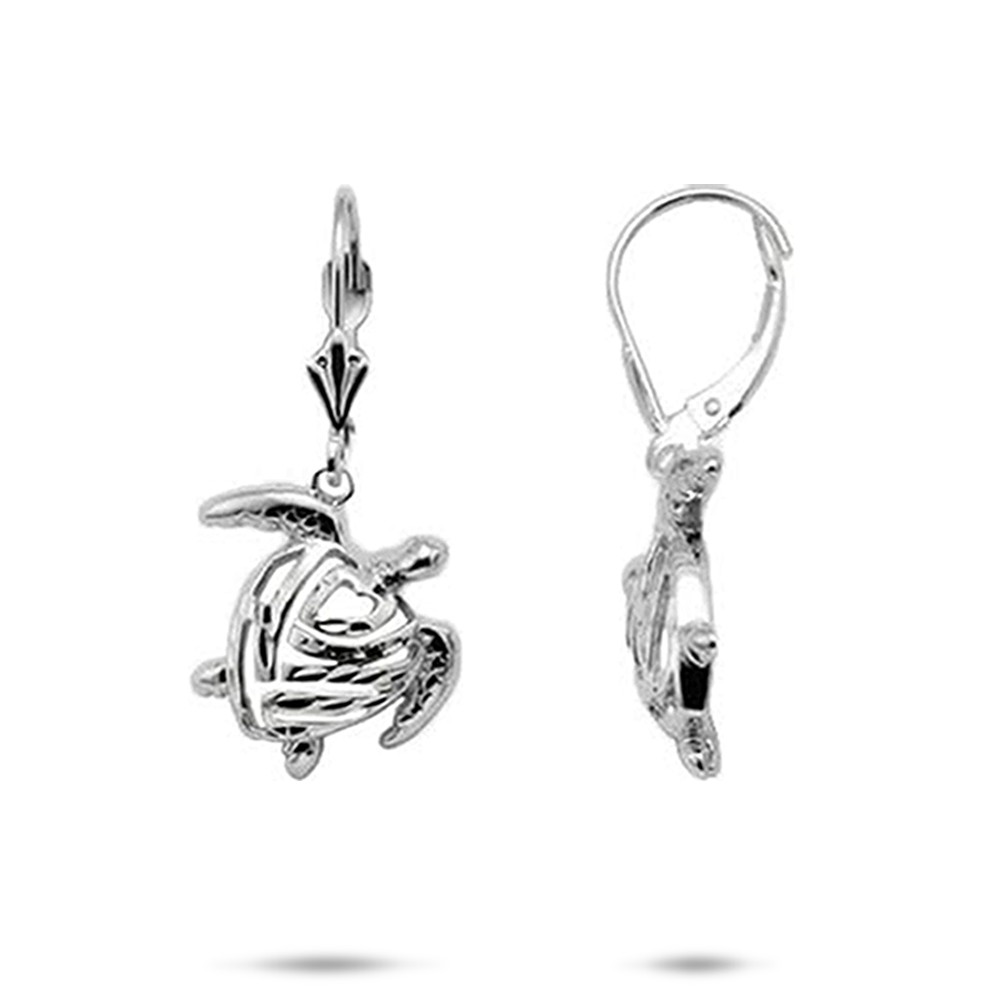 Honu Earrings in White Gold - 15mm