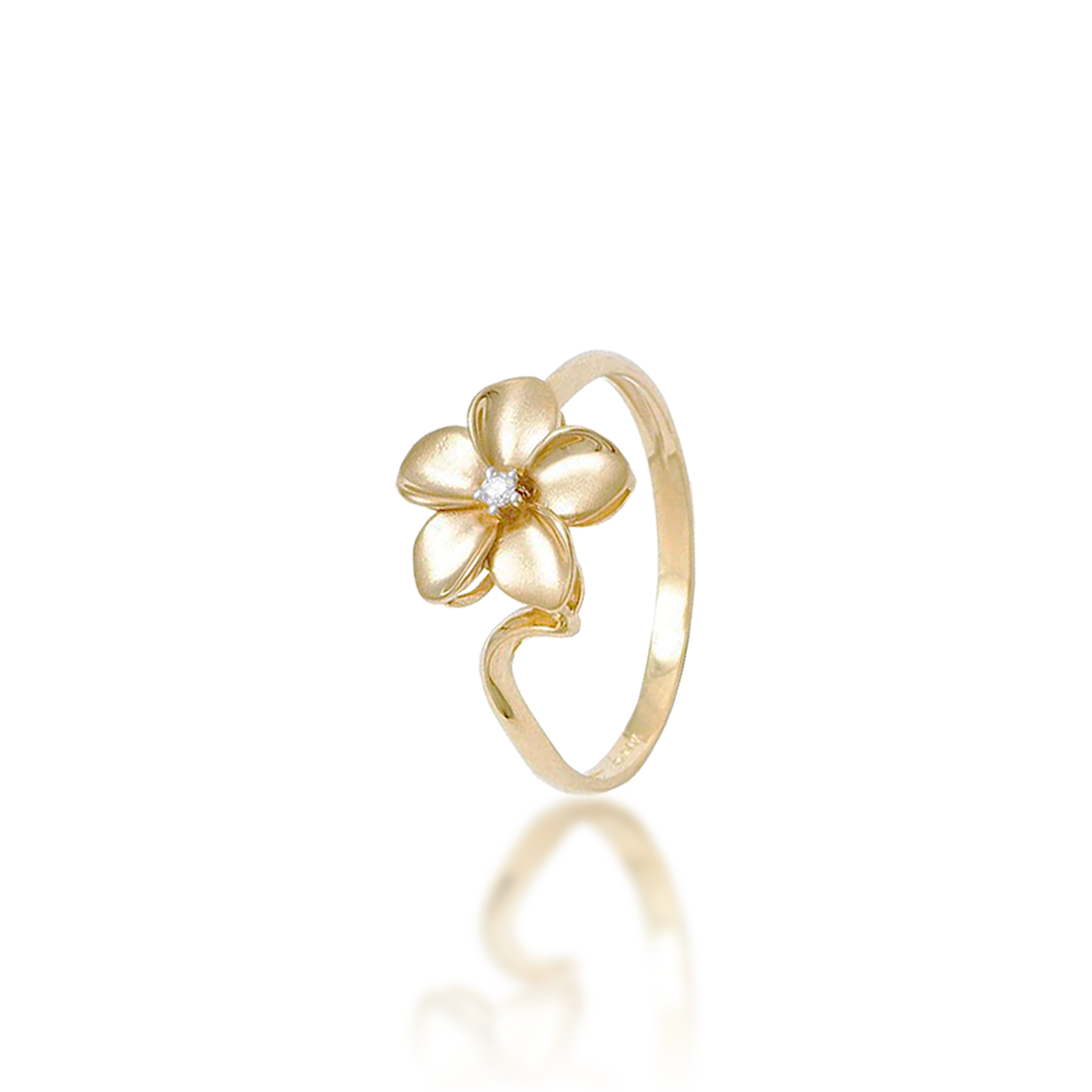 Plumeria Ring in Gold with Diamond - 11mm