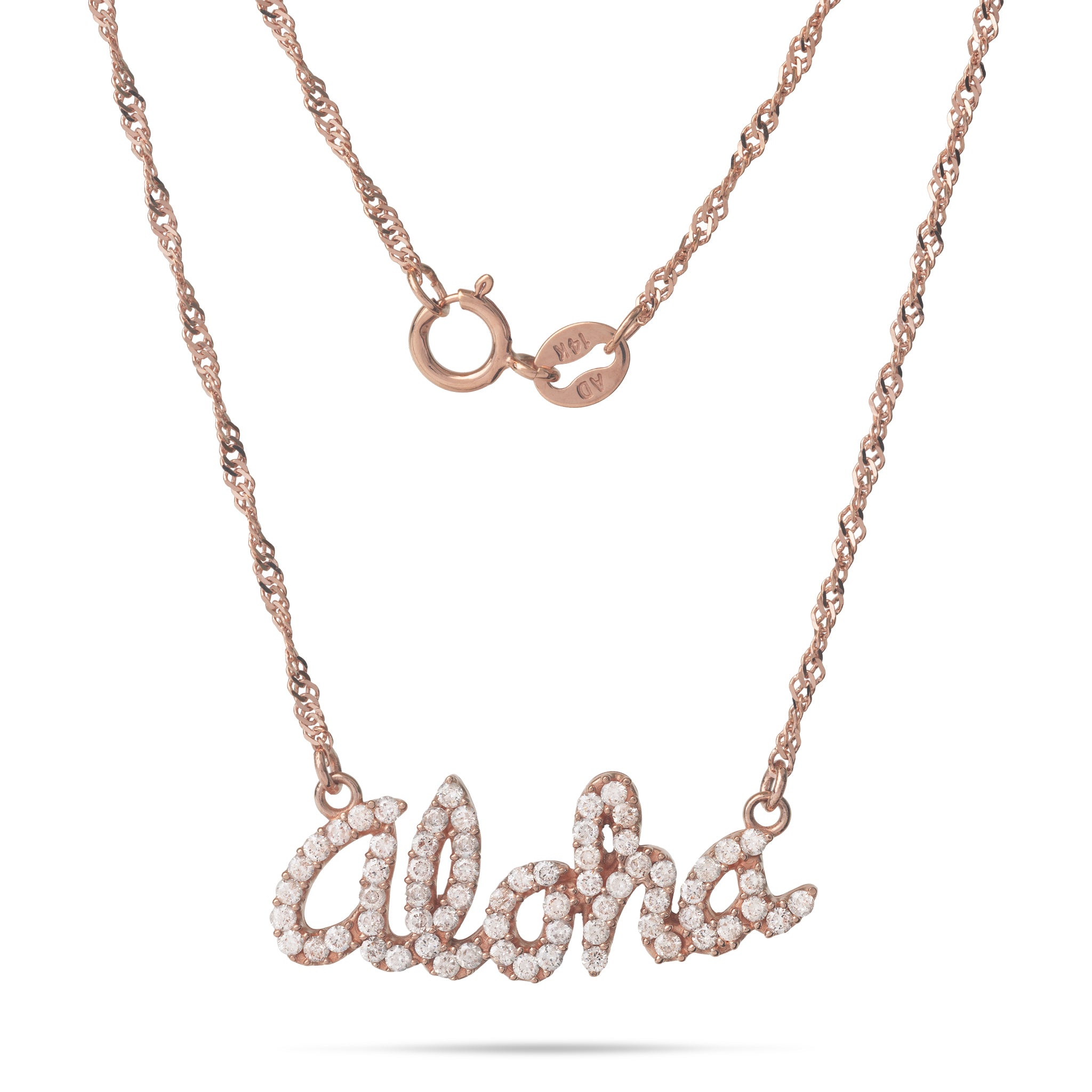 16" Aloha Necklace in Rose Gold with Diamonds