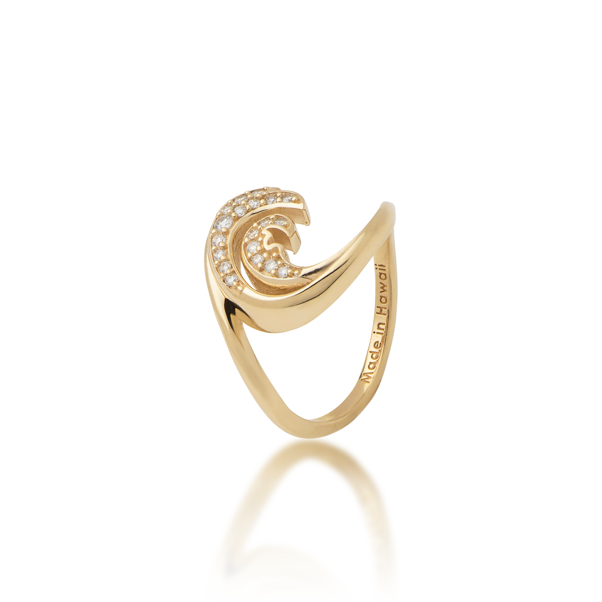 Nalu Ring in Gold with Diamonds - 15mm