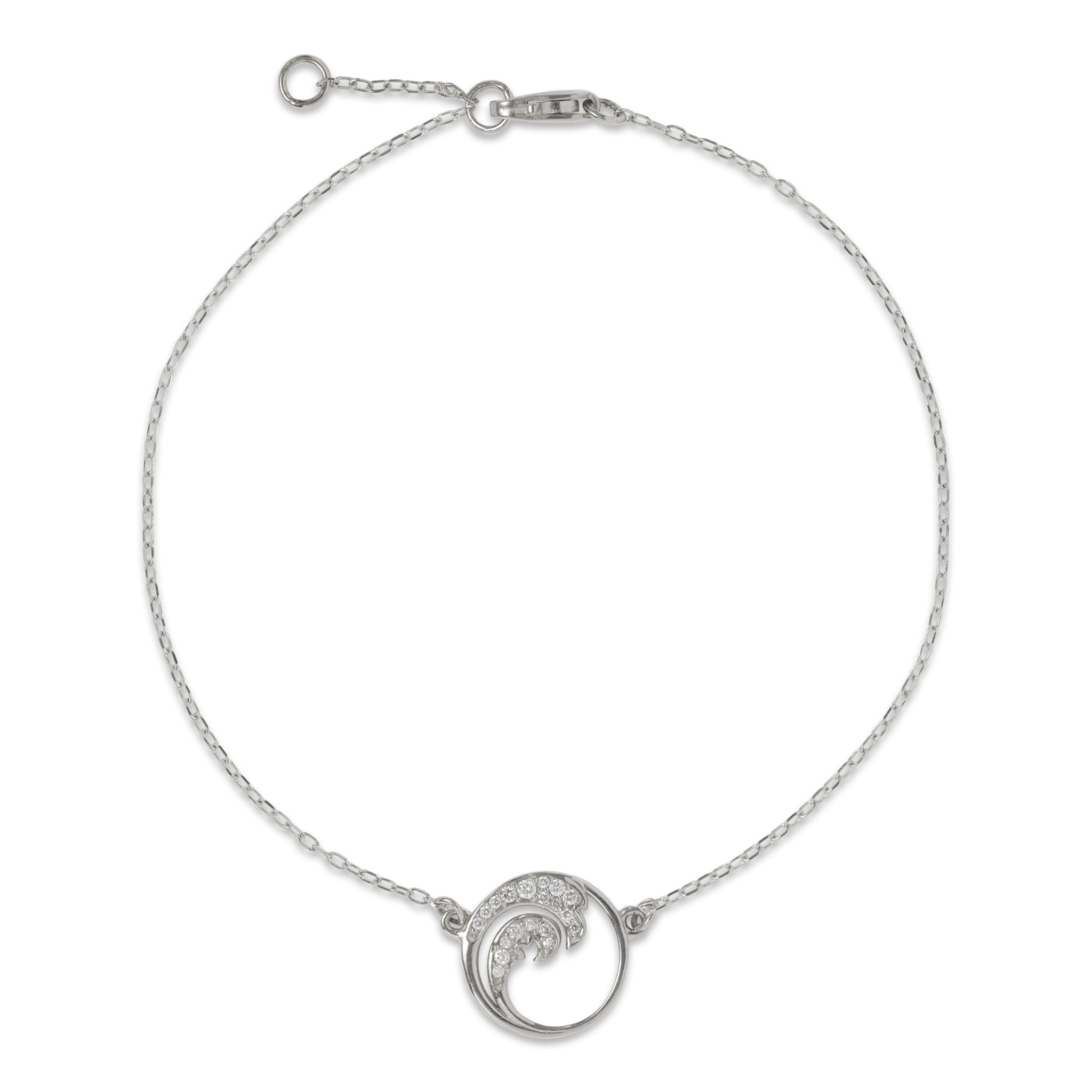 Adjustable 7-7.5" Nalu Bracelet in White Gold with Diamonds