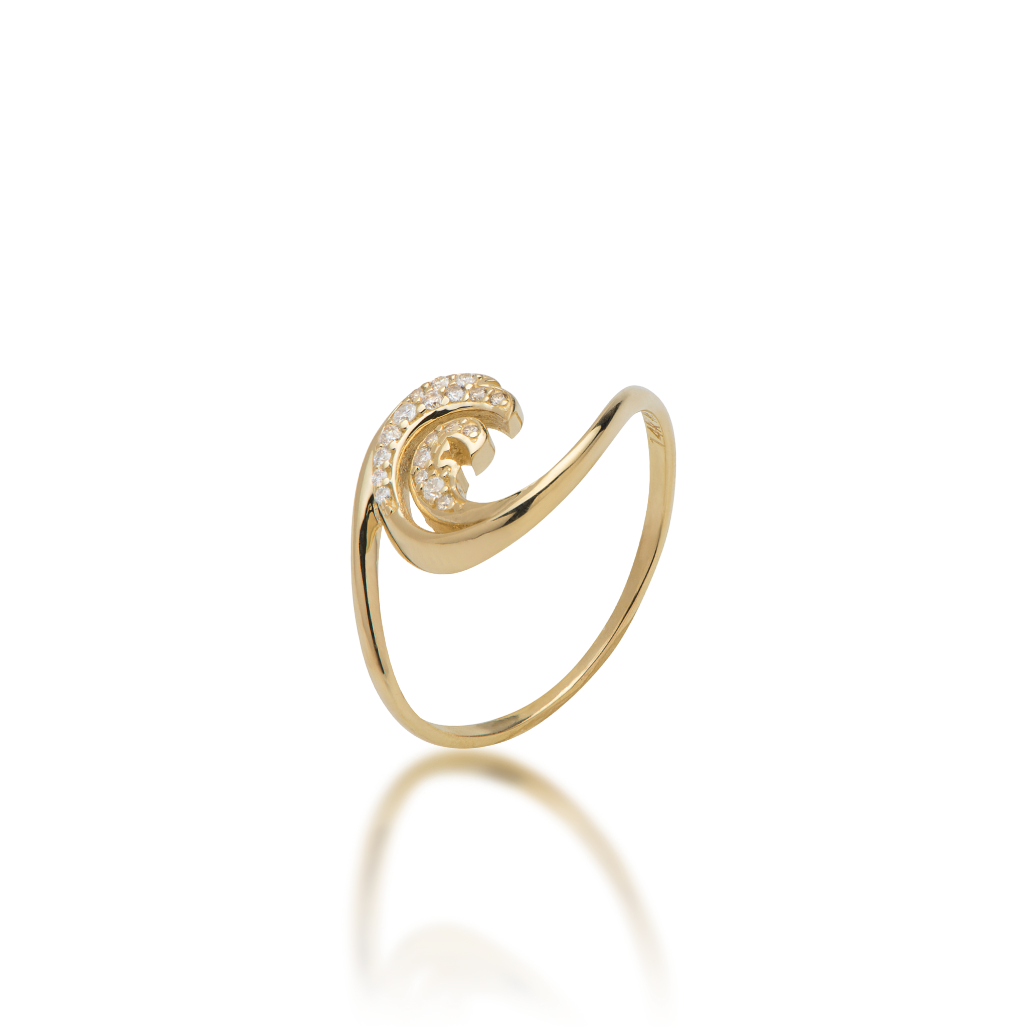 Nalu Ring in Gold with Diamonds  - 12mm