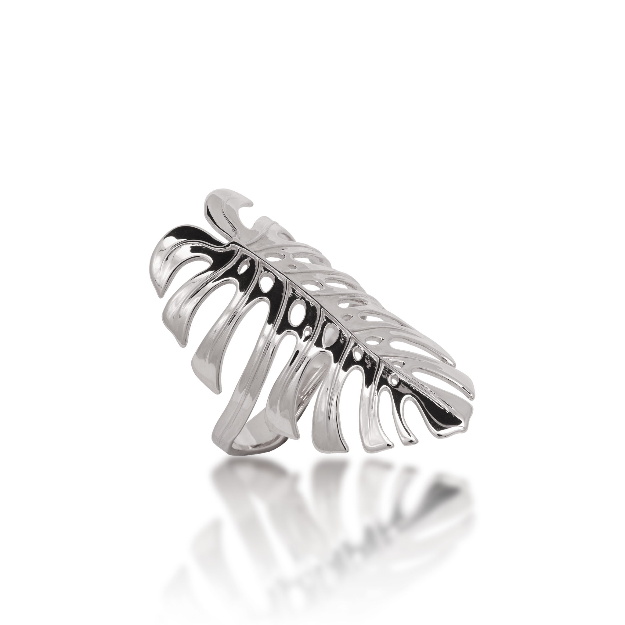 Monstera Ring in White Gold - 30mm