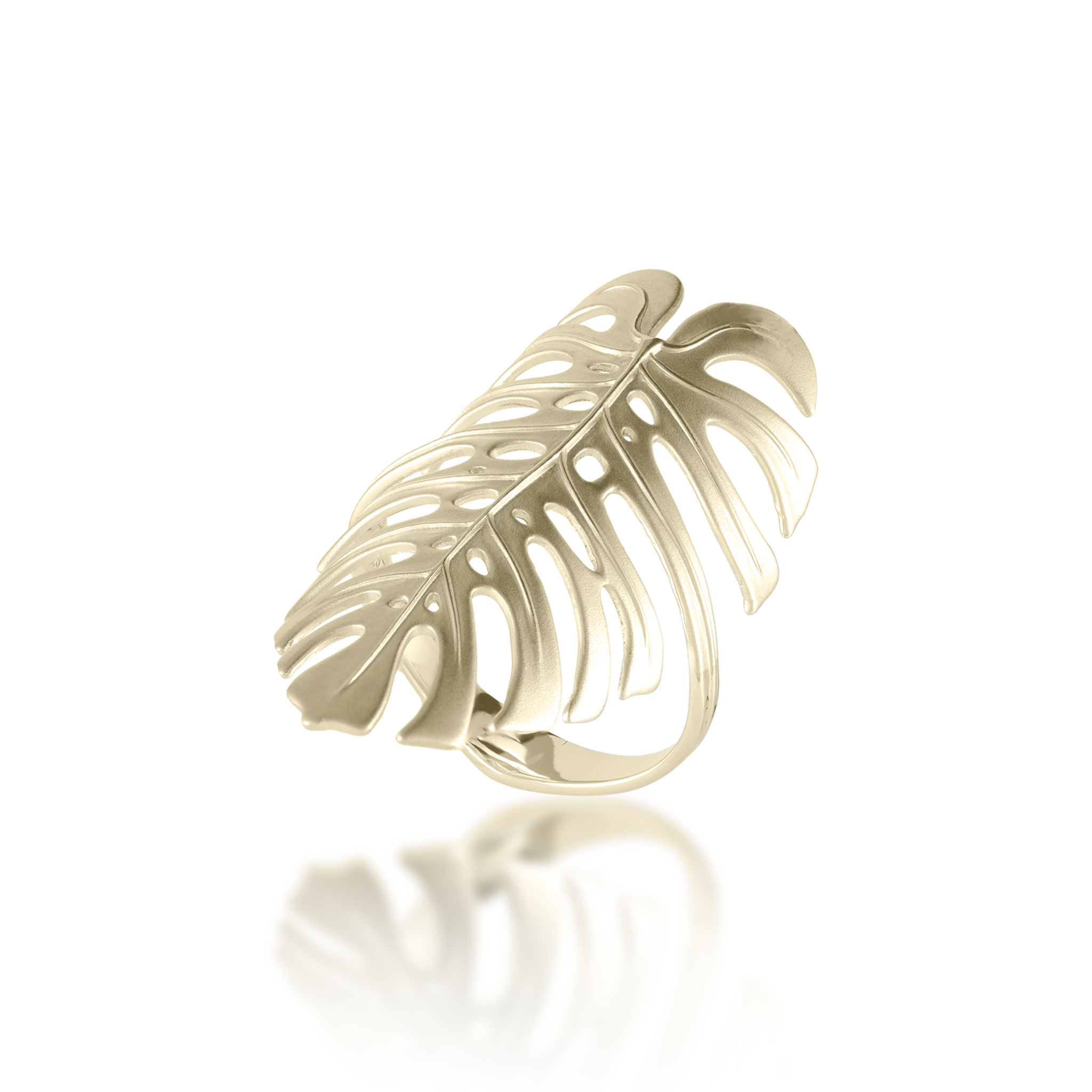 Monstera Ring in Green Gold - 30mm