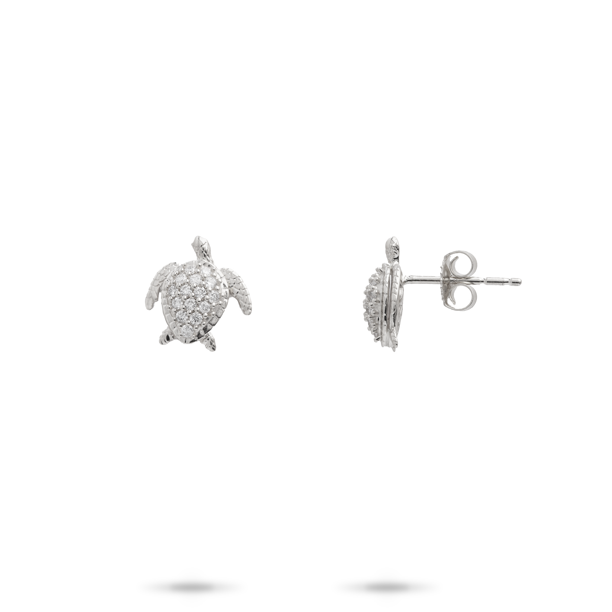 Honu Earrings in White Gold with Diamonds - 10mm