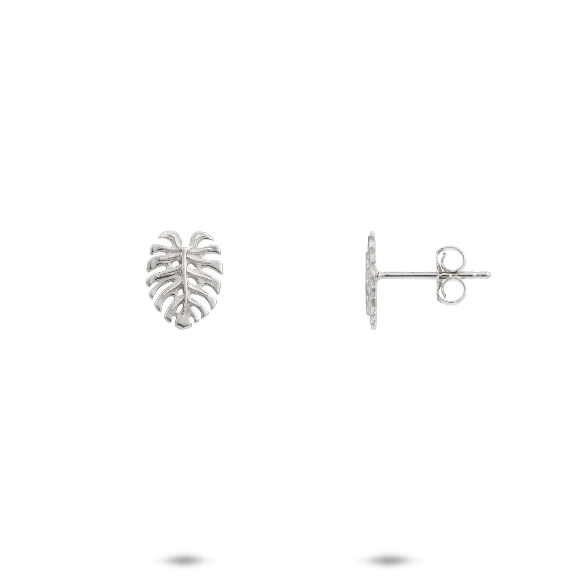 Monstera Earrings in White Gold - 9mm