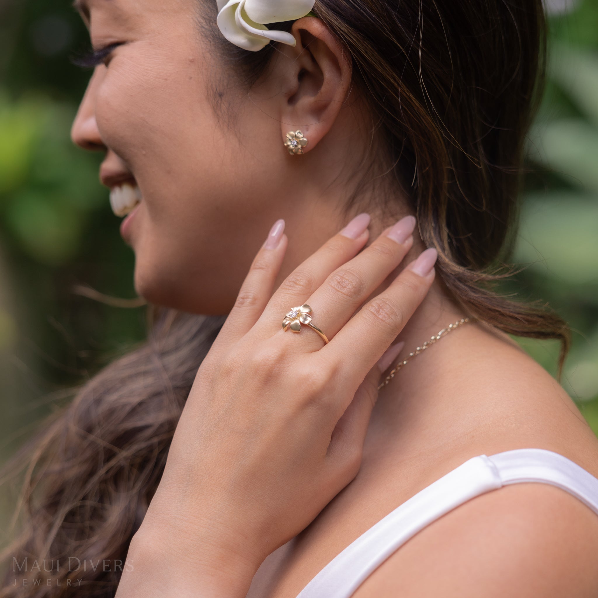 Nāʻū Ring in Gold with Diamond - 15mm