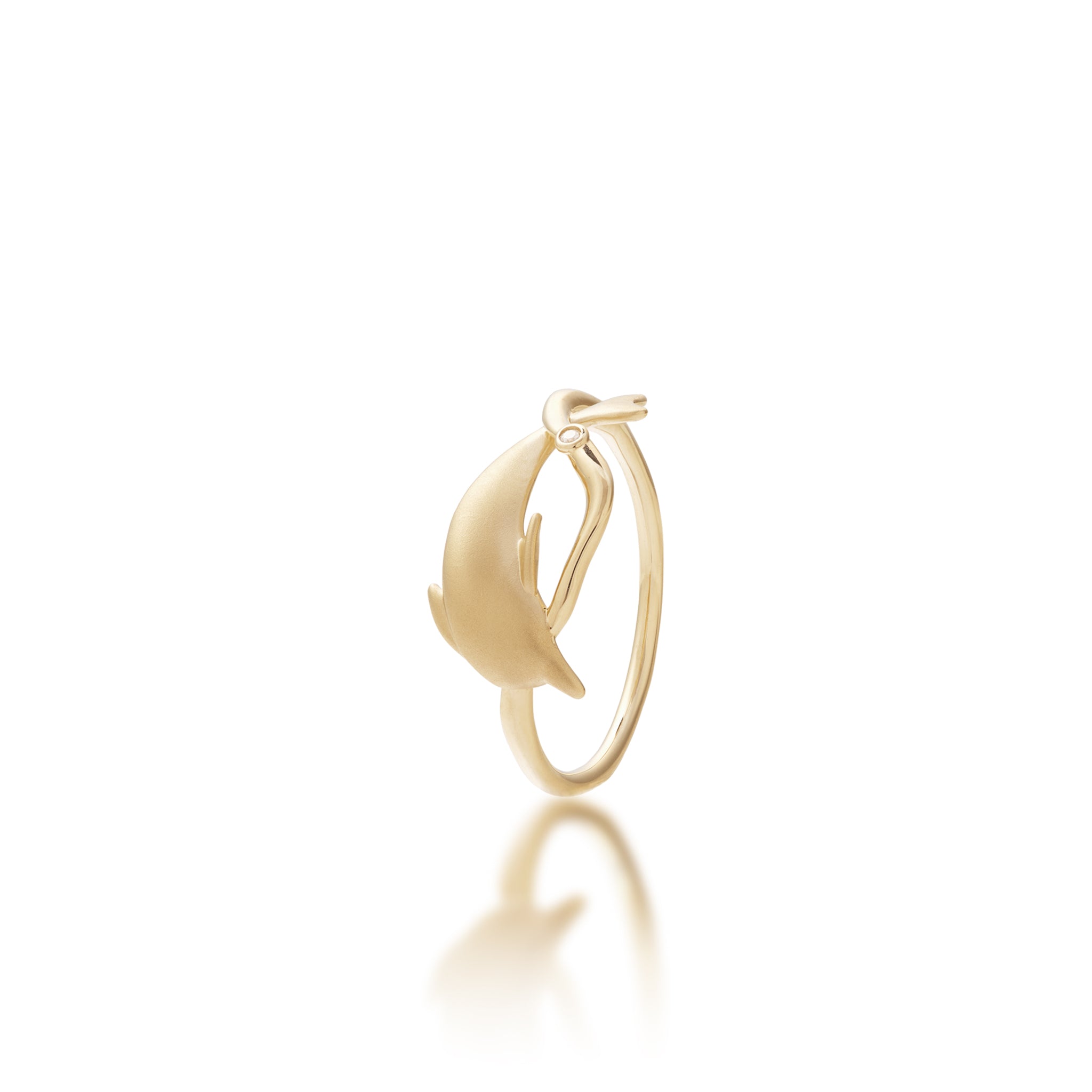 Bubble Dolphin Ring in Gold with Diamond - 10mm