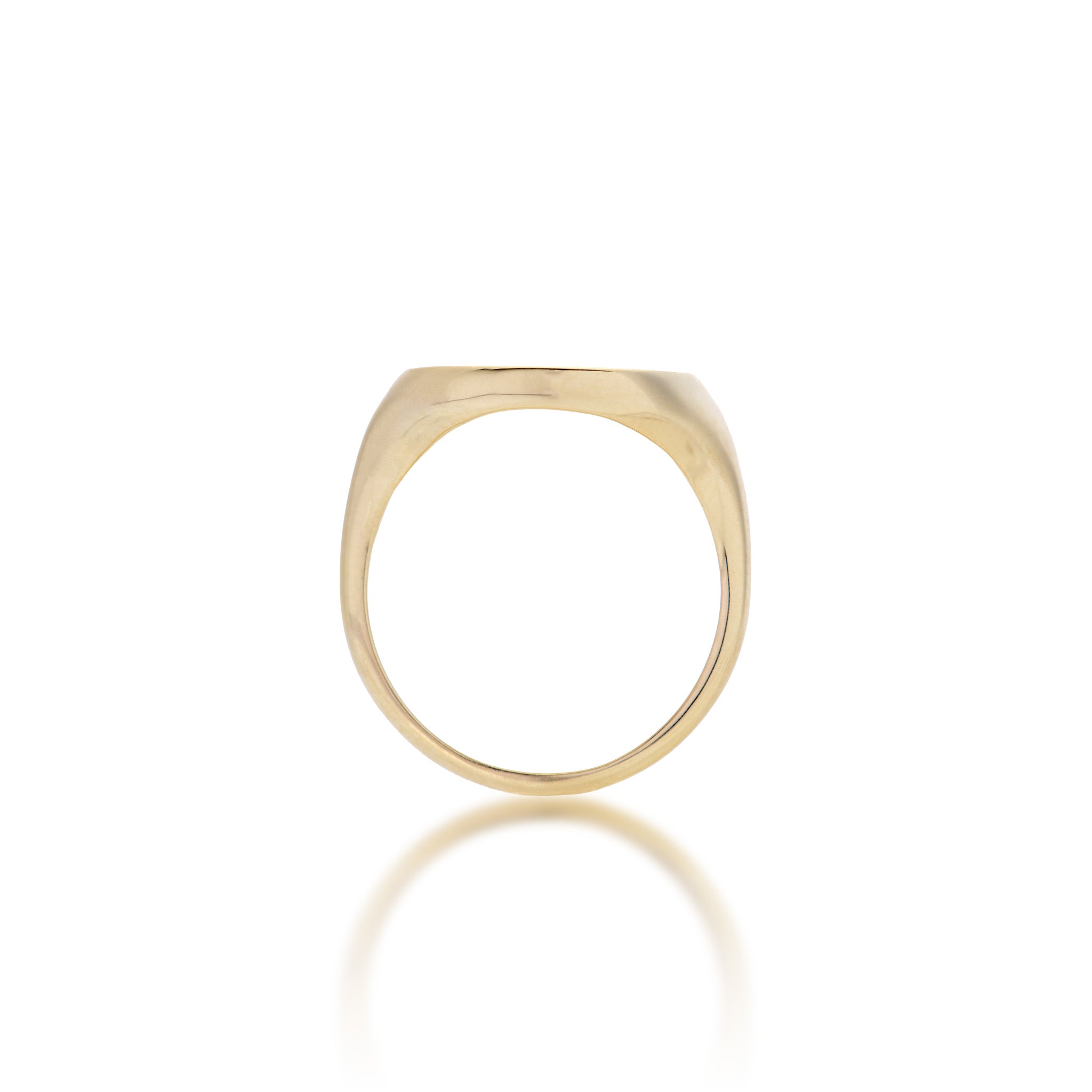 Band view of the 14mm Ocean Sand Signet Ring in 14k Yellow Gold with Diamonds on a white background