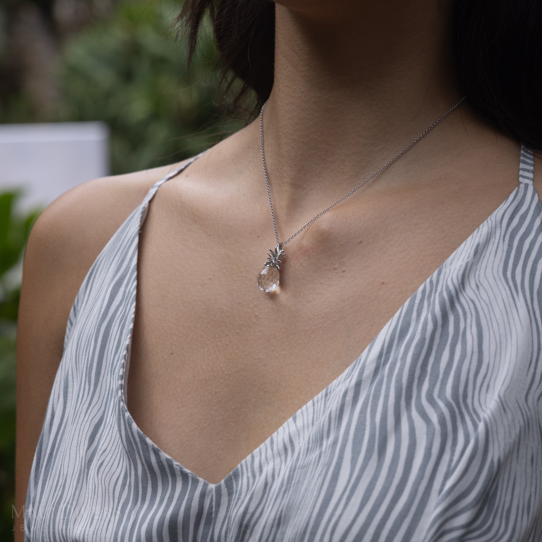 Crystal Pineapple Pendant in Sterling Silver