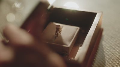 Video of 15 seconds Engagement Commercial showcasing the Living Heirloom Engagement Ring and a couple getting engaged on a beach