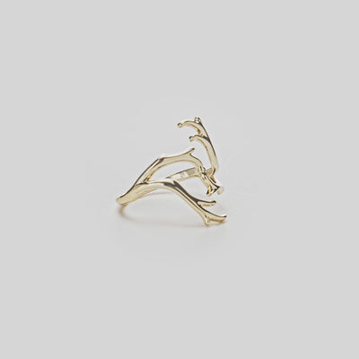 Heritage Coral Branch Ring in Gold on a white turntable