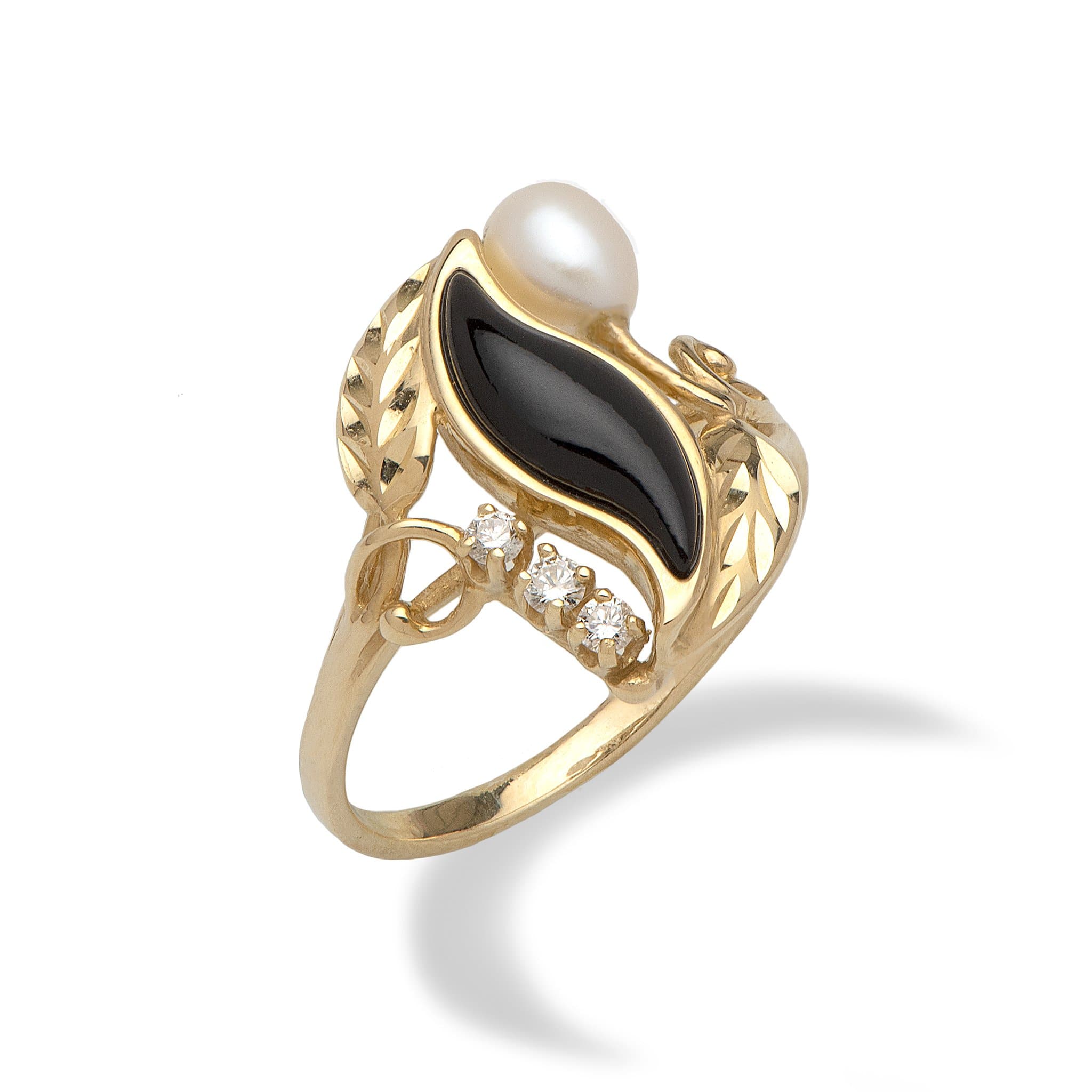 Black Coral Paradise Ring in Gold with Diamonds-Maui Divers Jewelry