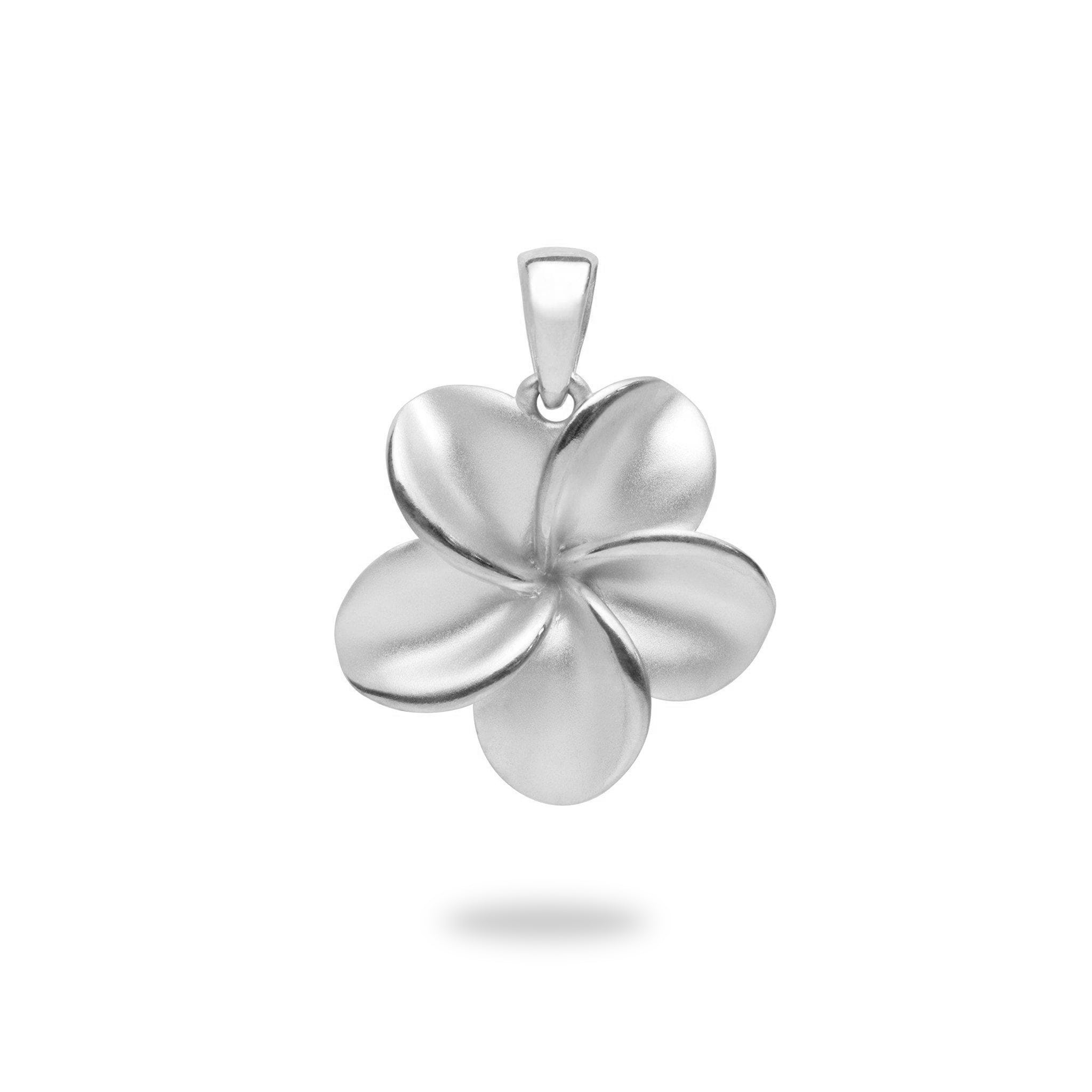 Plumeria Pendant in Sterling Silver - 21mm - Maui Divers Jewelry