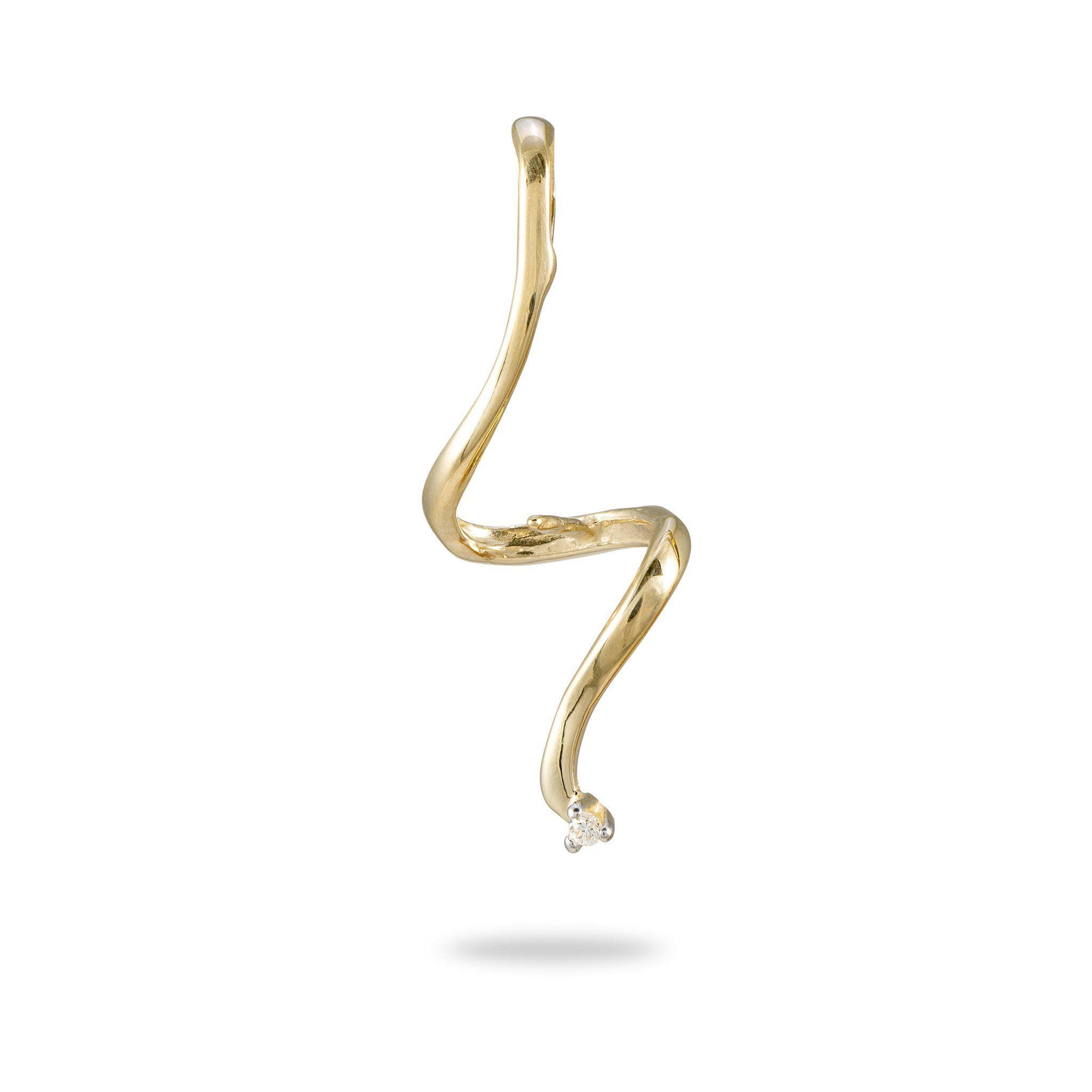 Swirl Pendant Mounting with Diamond in 14K Yellow Gold - Maui divers Jewelry