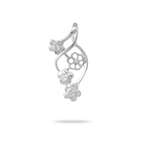 Pick A Pearl Plumeria Pendant in White Gold with Diamonds - 22mm