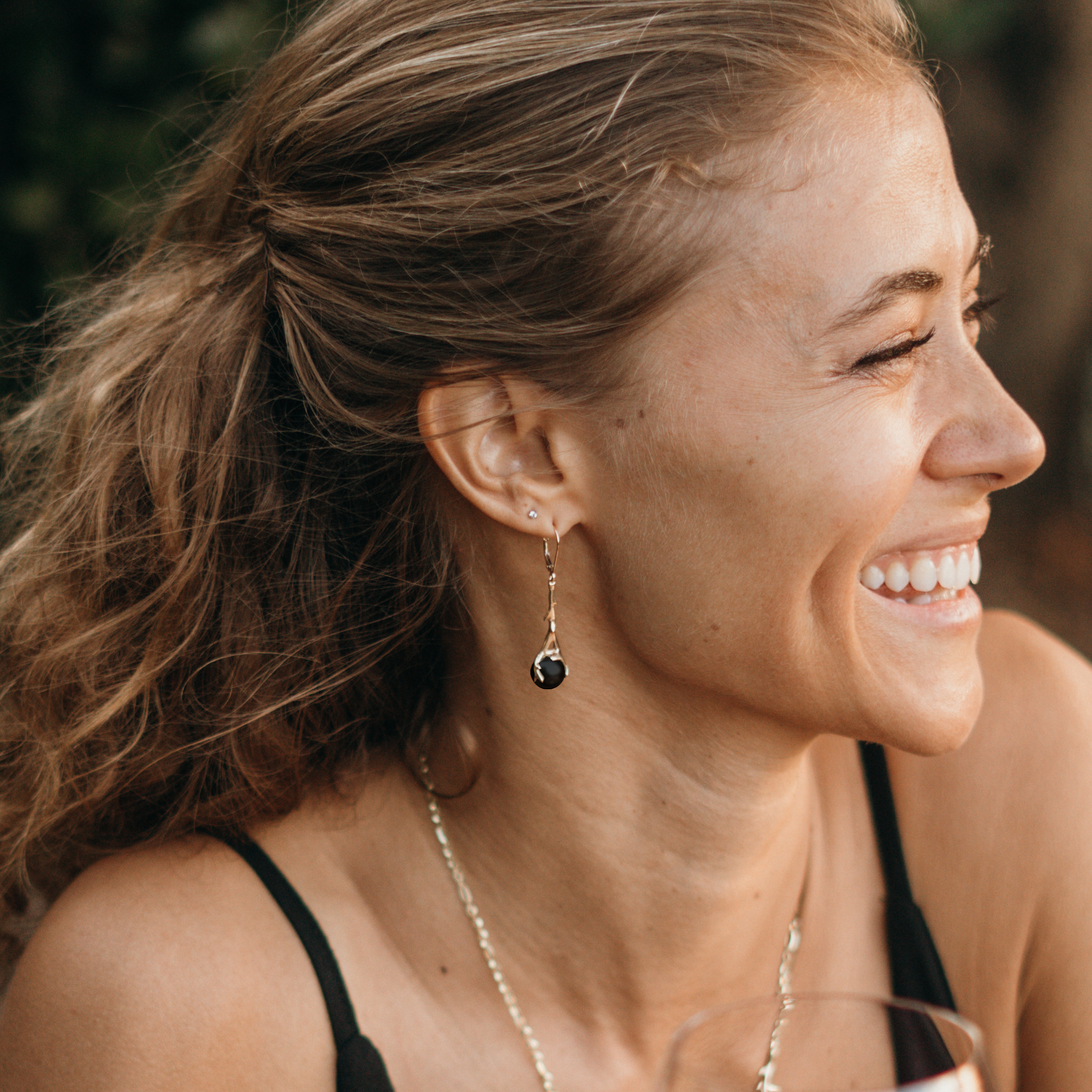 Heritage Black Coral Earrings in Gold